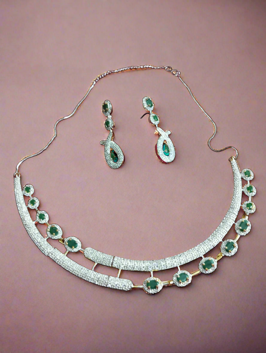 Green American Diamond Necklace