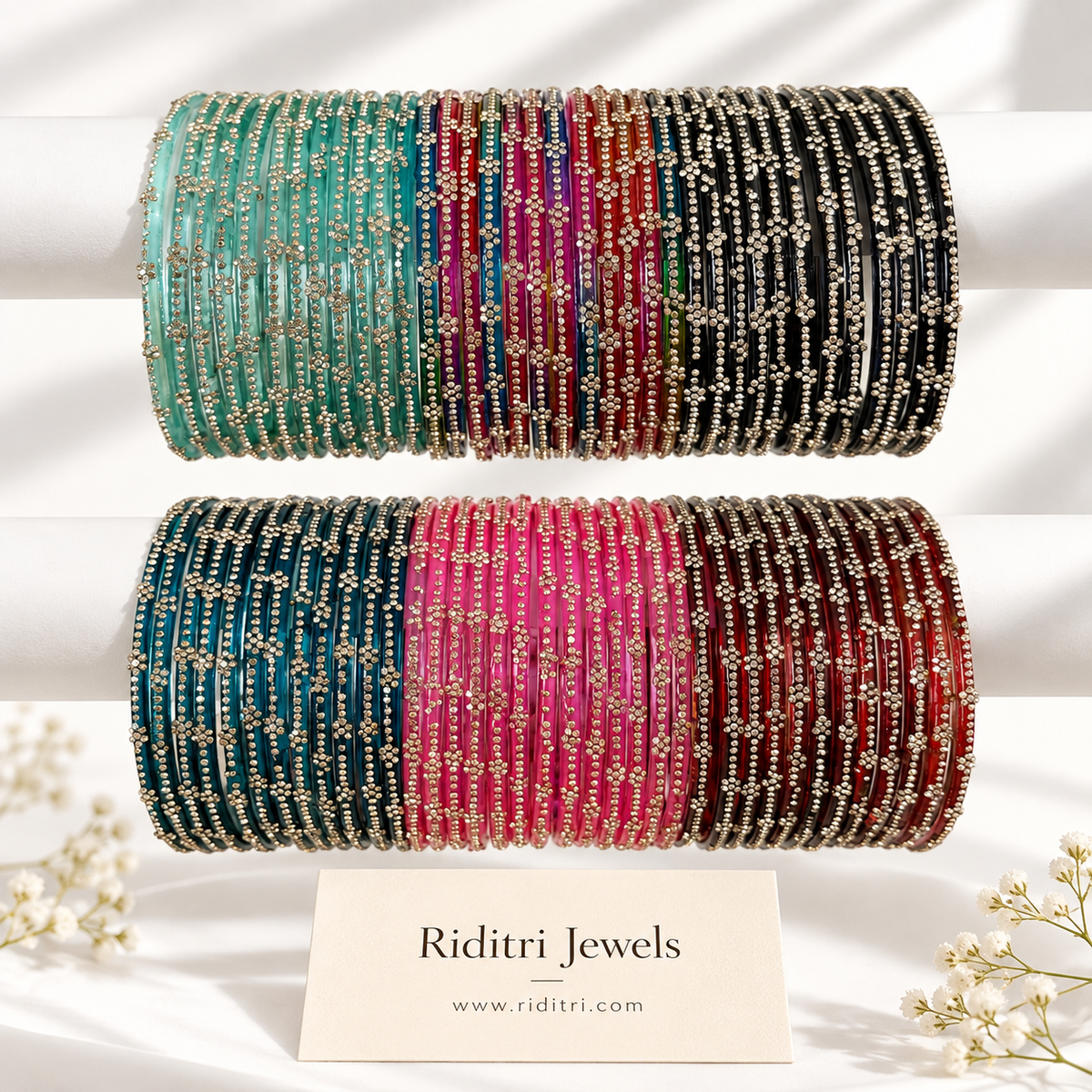 Sharanya Luxury Glass Bangles-6 Dozen
