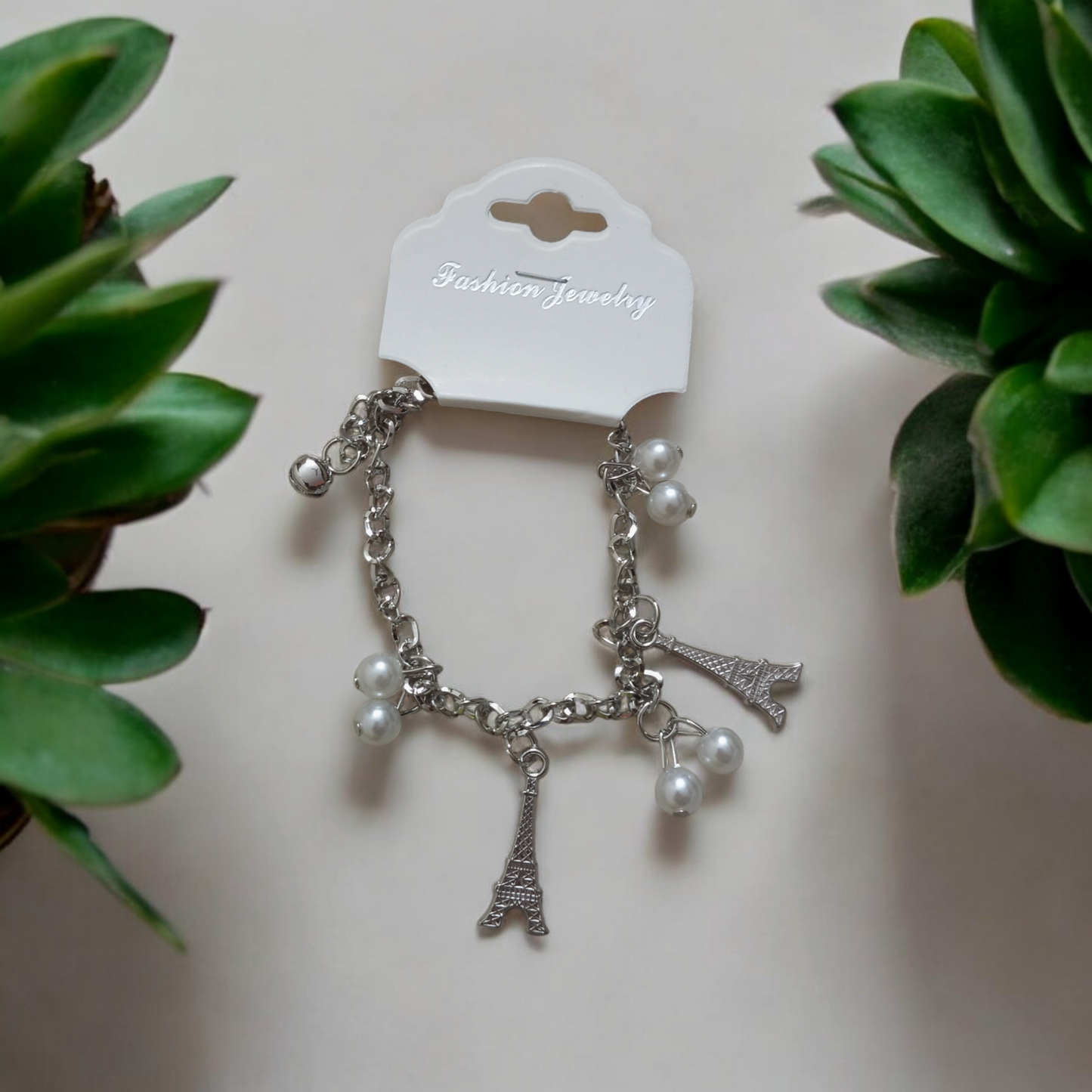 Green Silver Charm Adjustable Bracelet