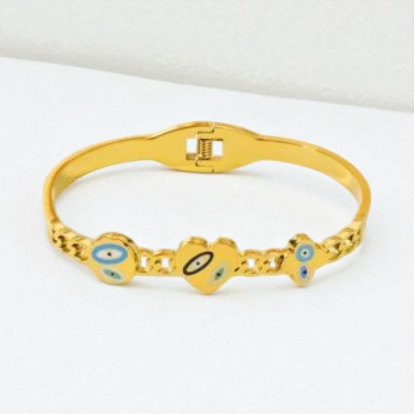 Anti Tarnish Geometric Evil Eye Bracelet