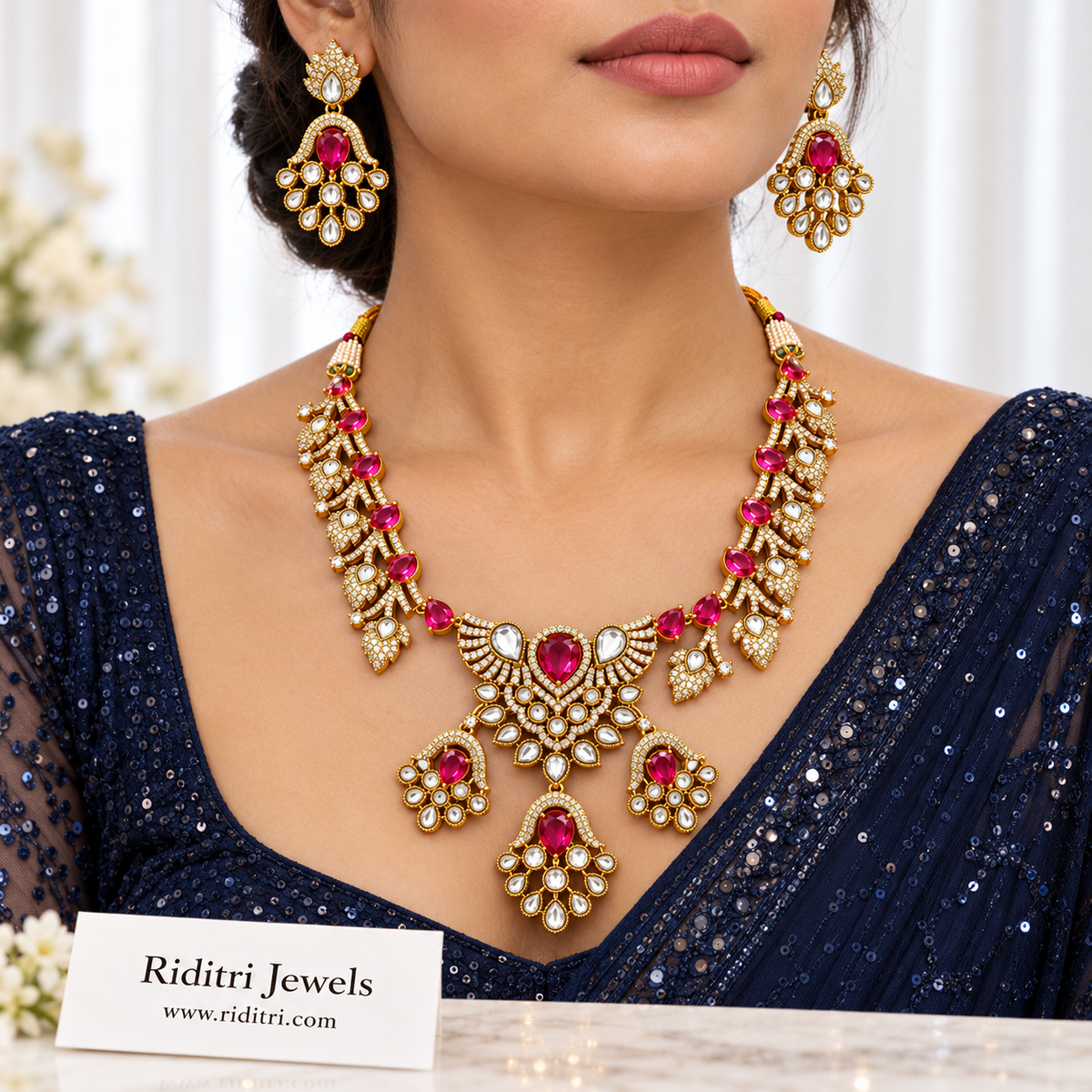 Shahzadi Kundan Necklace Set – Ruby