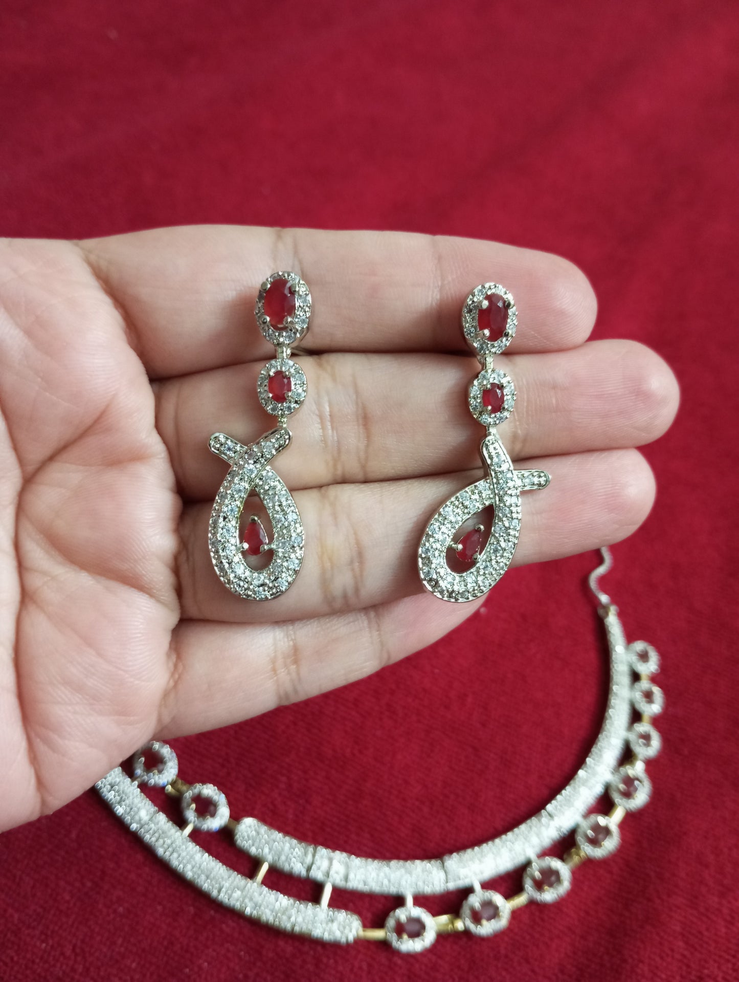 Ruby American Diamond Necklace