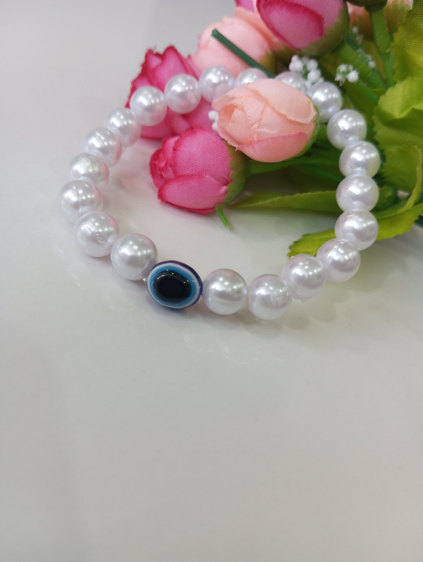2 Bracelets Evil Eye Pearls