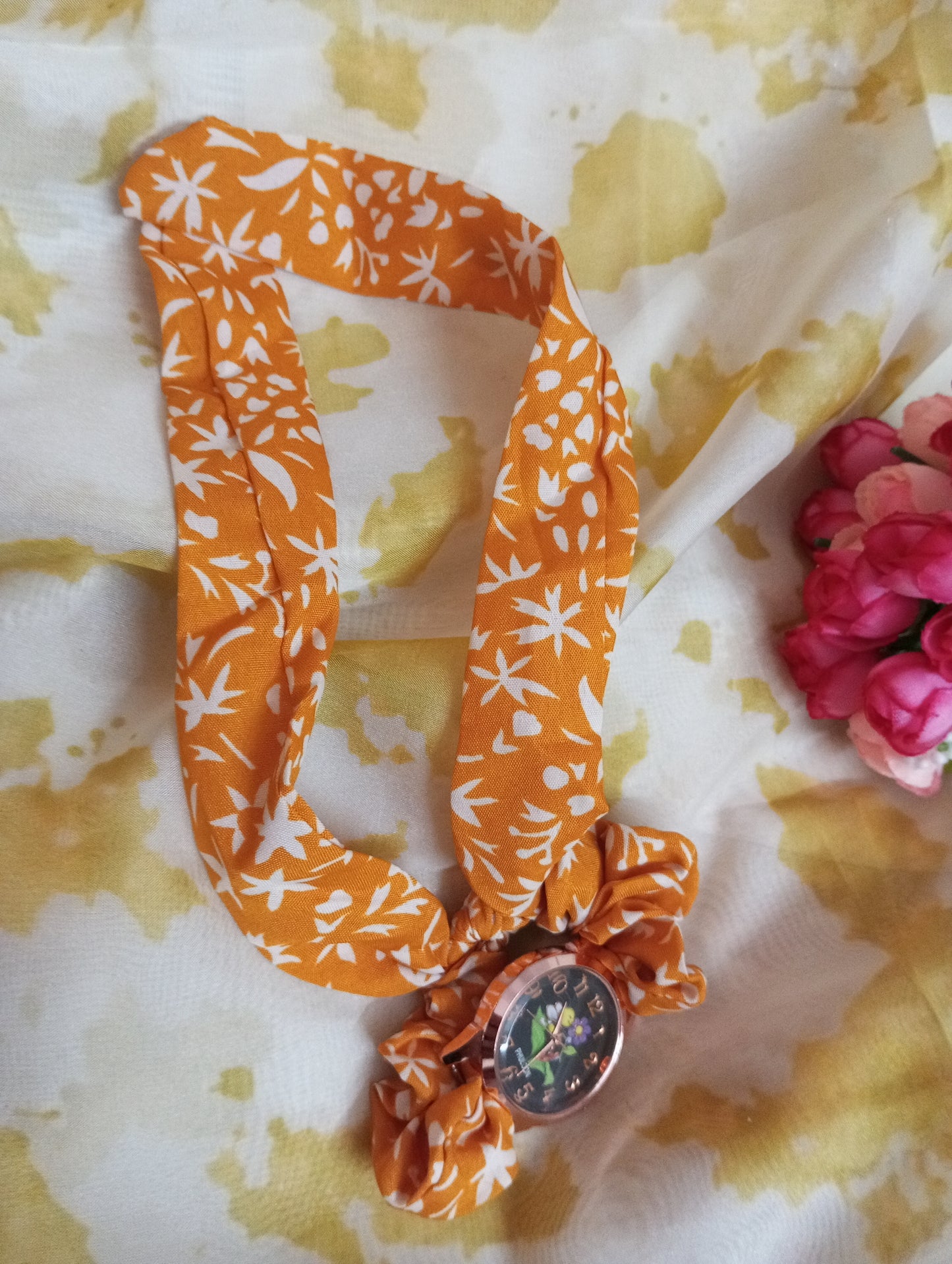 Ribbon Watch- Mustard Yellow and White