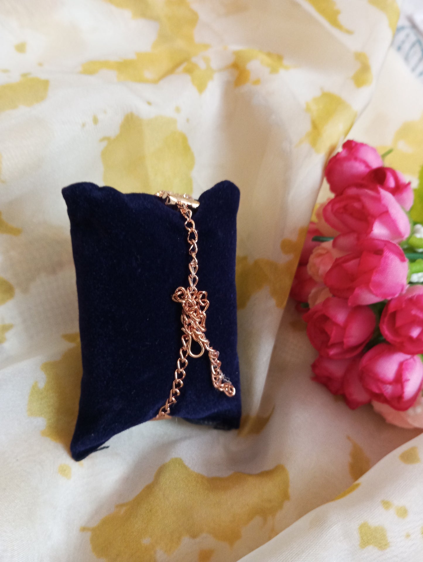 Quartz Stone Studded Rose Gold Watch