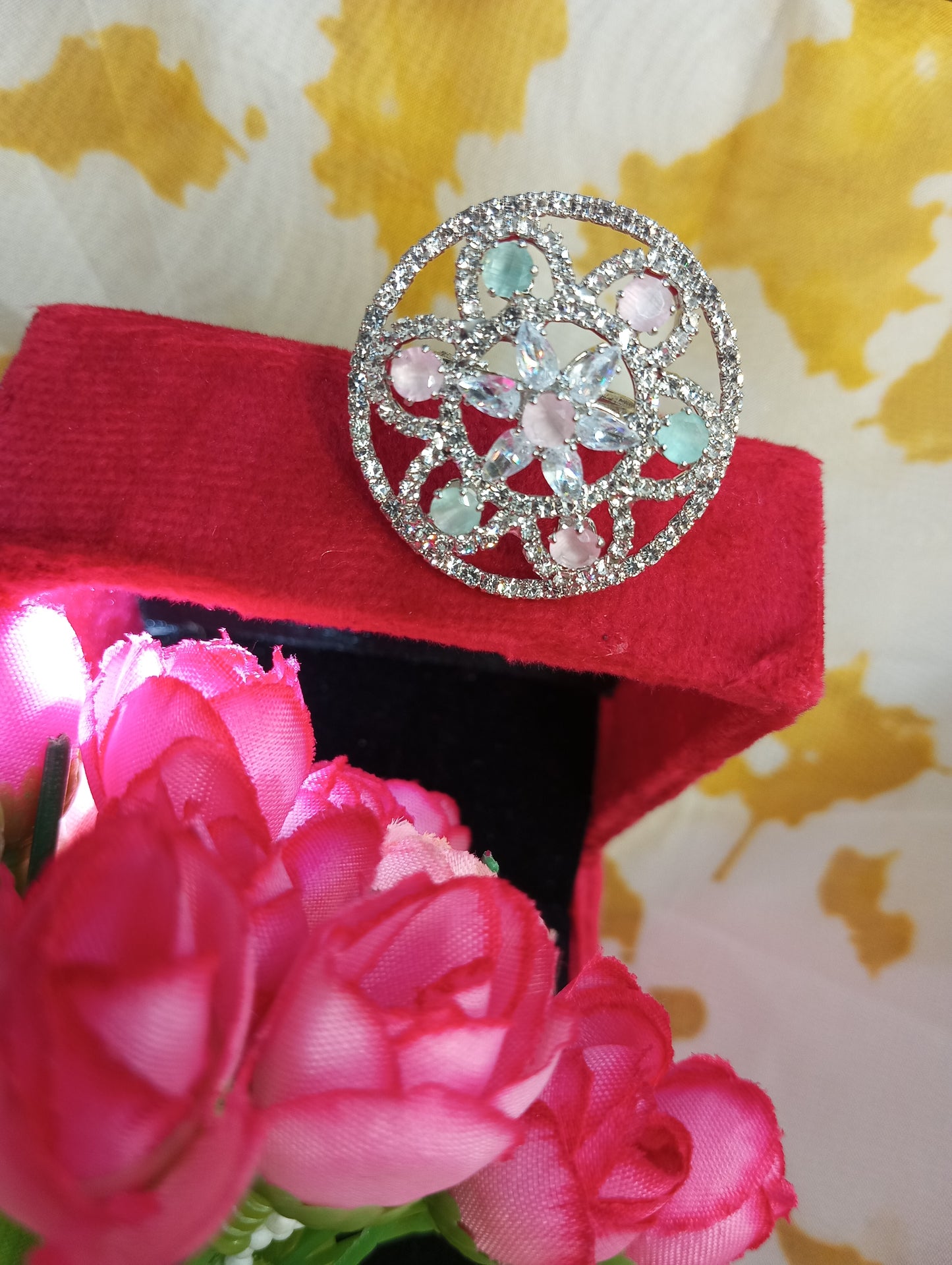American Diamond Cocktail Ring v4