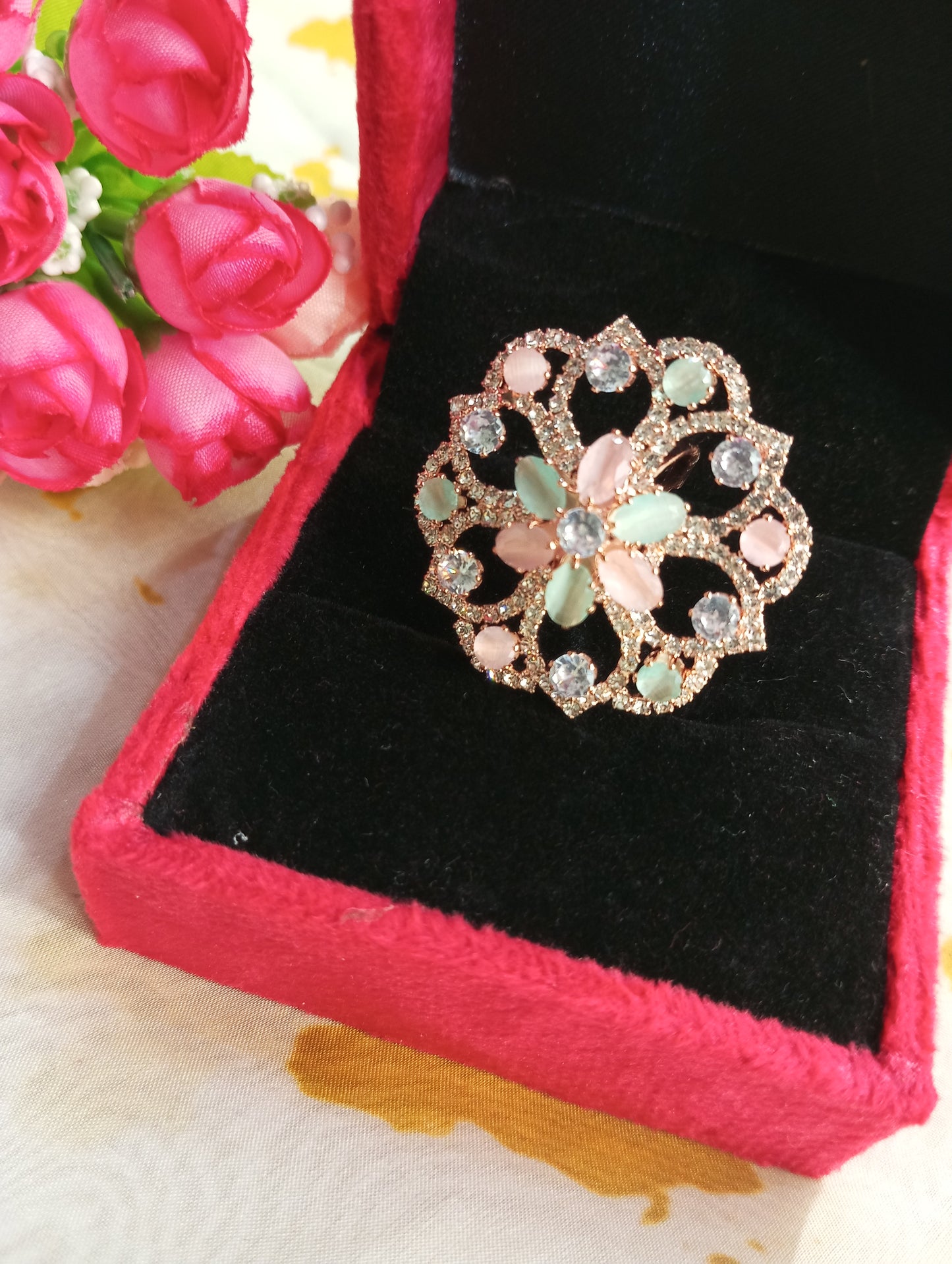 Adjustable American Diamond Cocktail Ring
