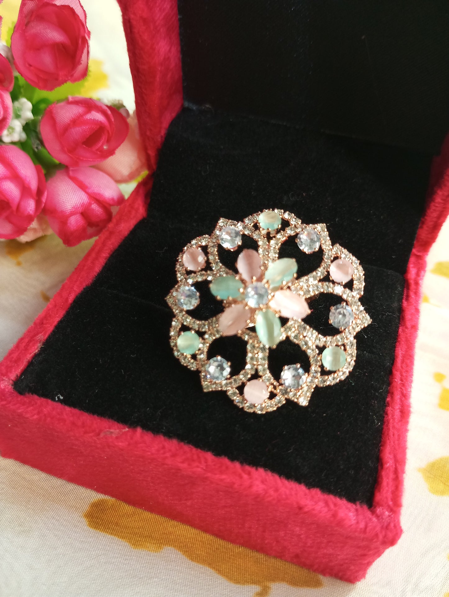 Adjustable American Diamond Cocktail Ring