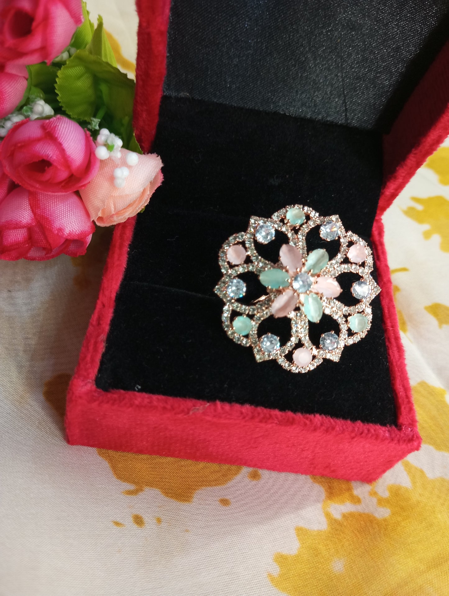 Adjustable American Diamond Cocktail Ring