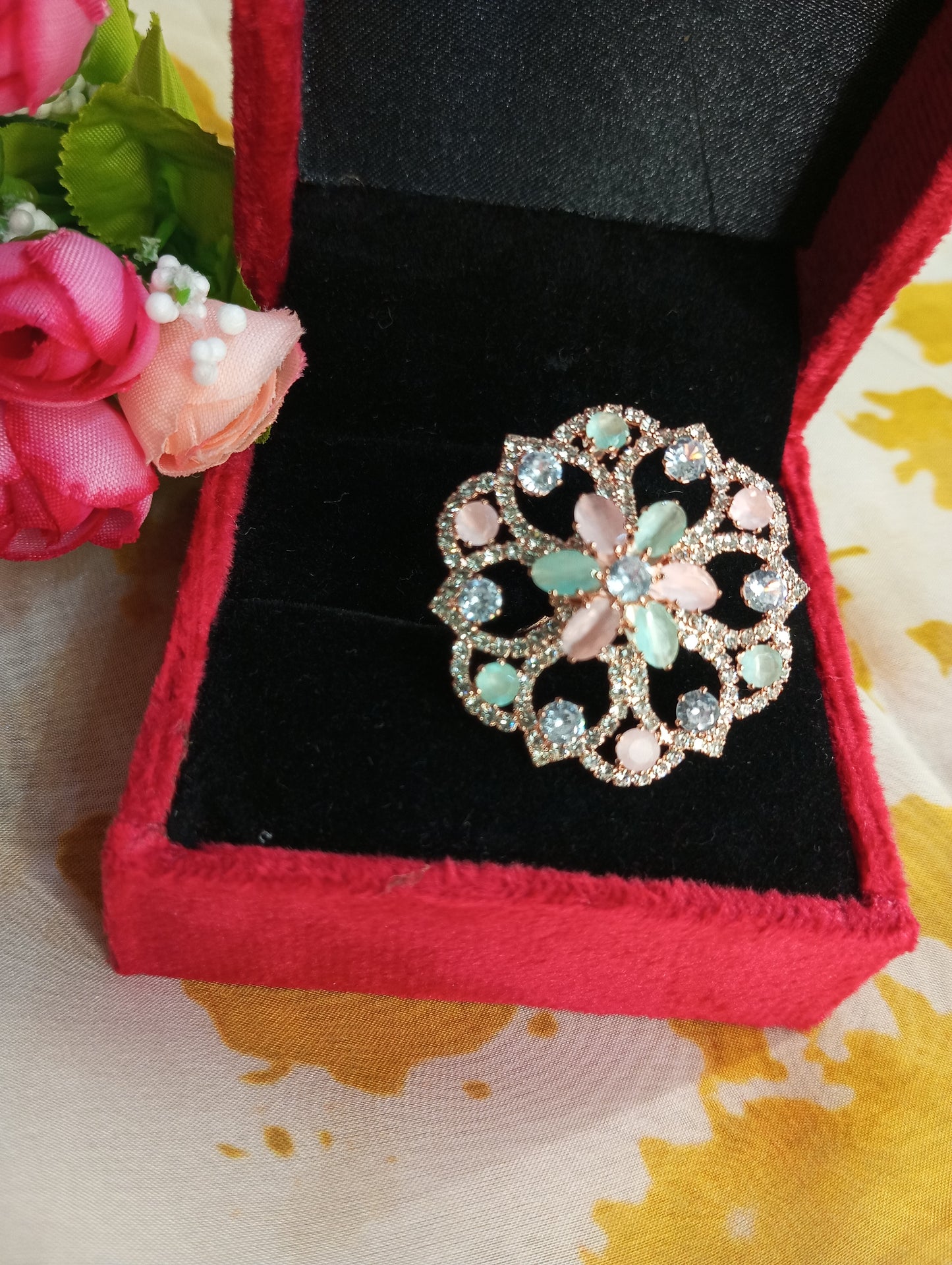 Adjustable American Diamond Cocktail Ring