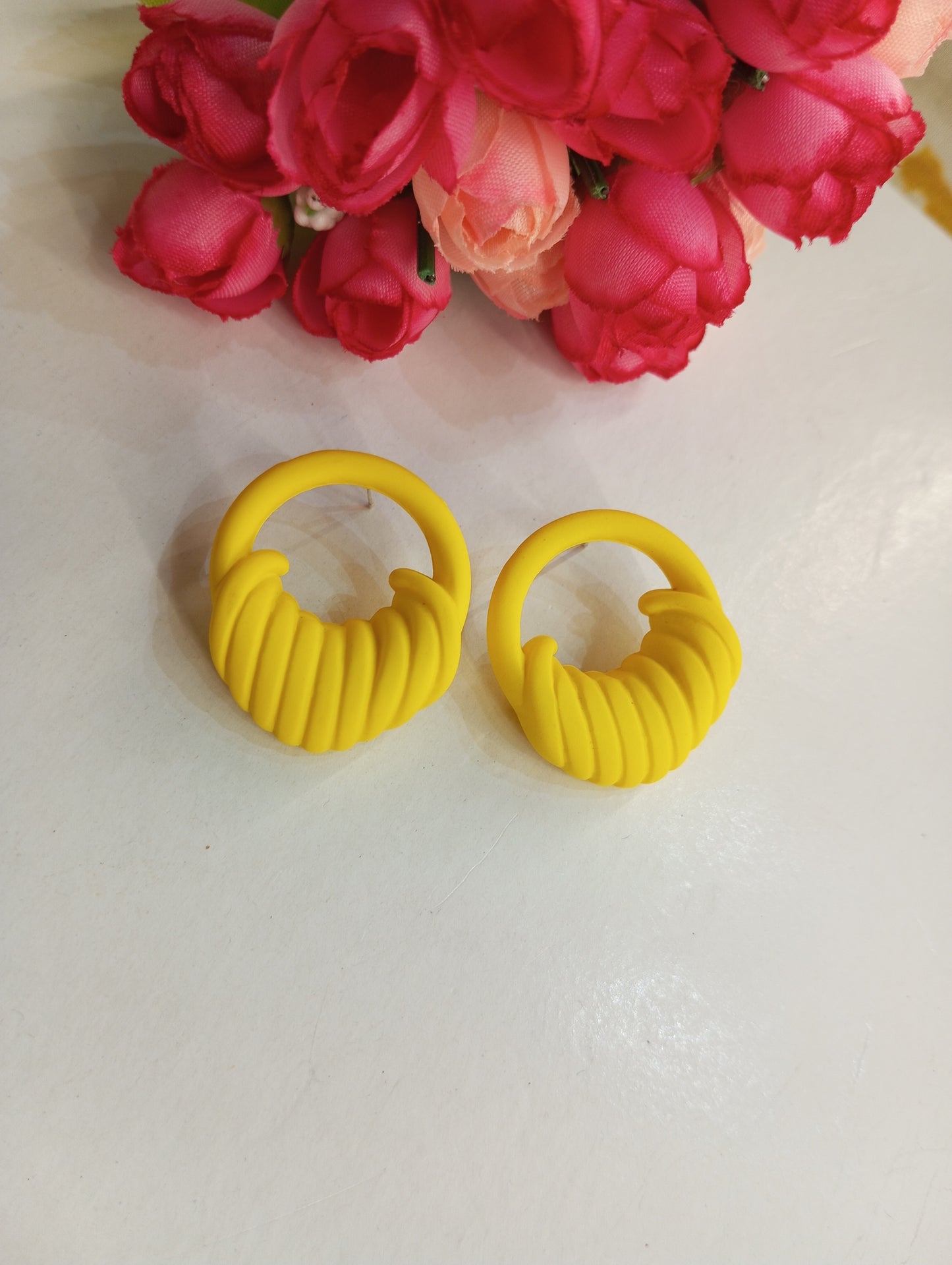 Matte Finish Earrings- Yellow
