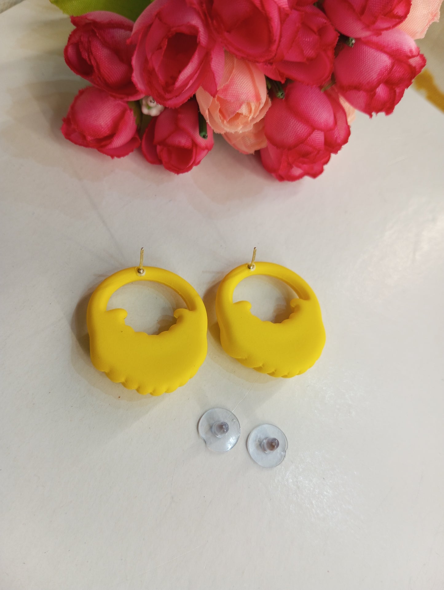 Matte Finish Earrings- Yellow