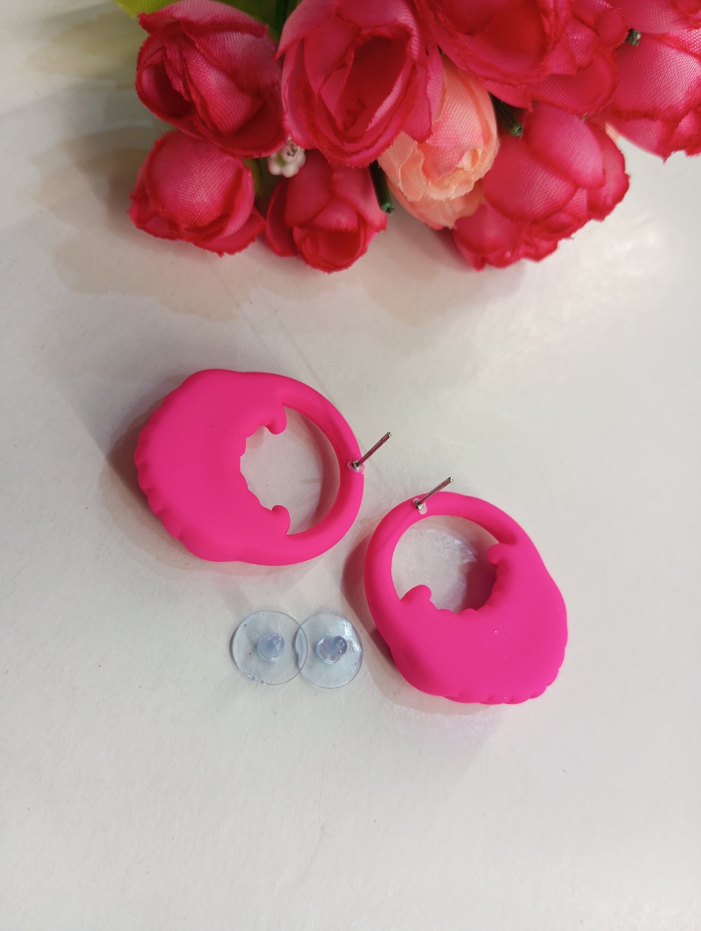 Matte Finish Earrings- Pink