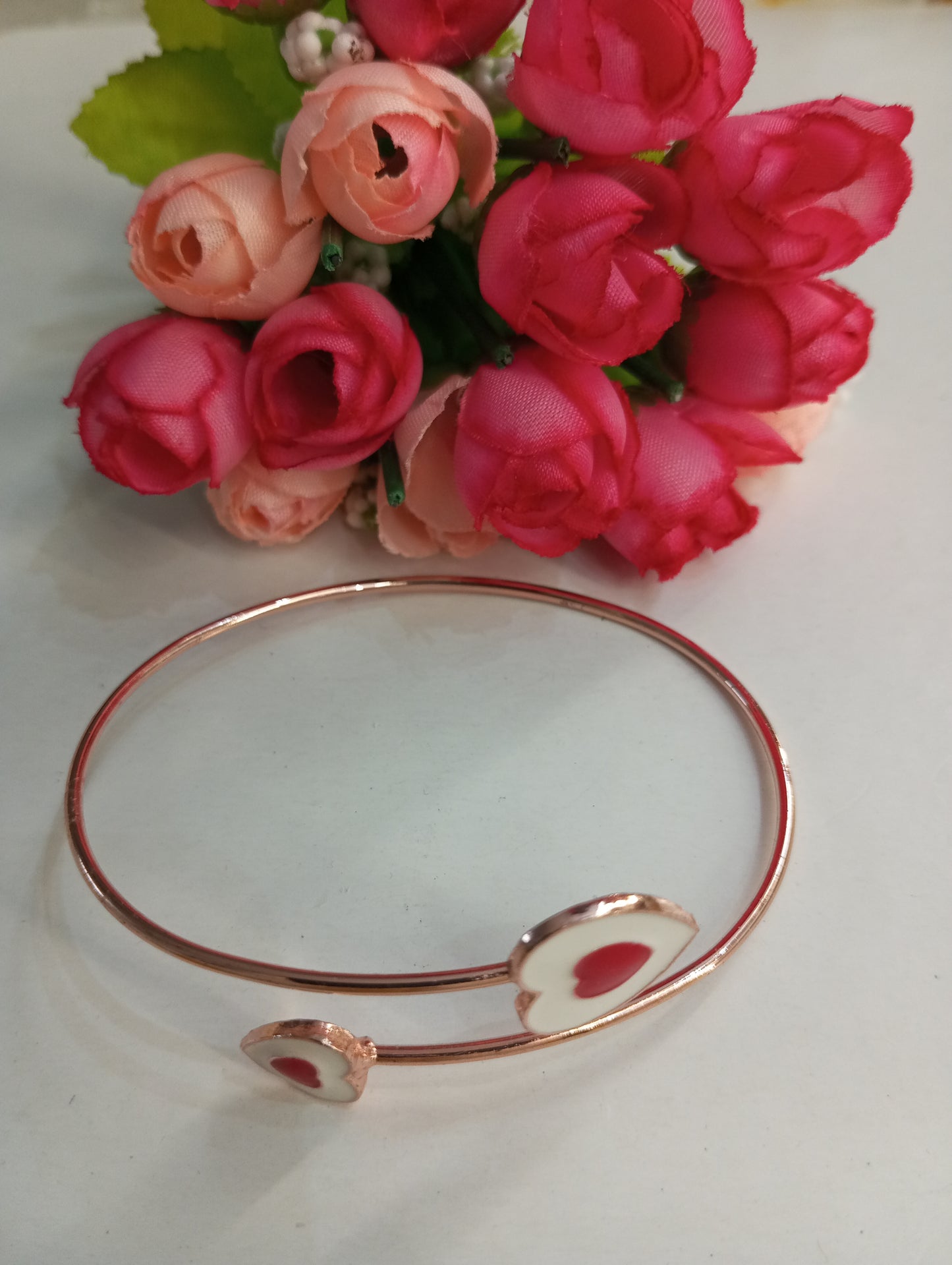 Red and White Hearts Adjustable Bracelet