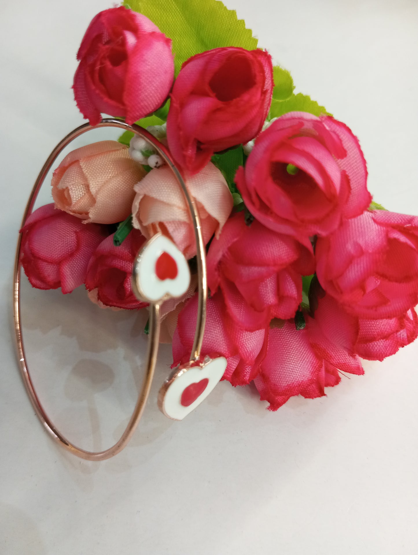 Red and White Hearts Adjustable Bracelet