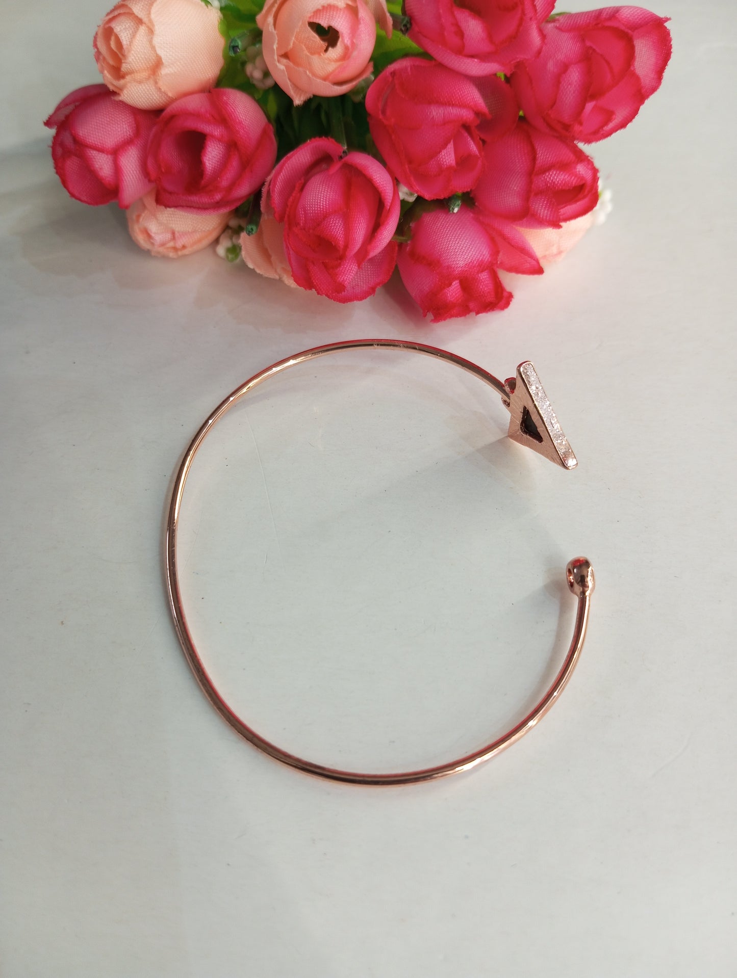 Black Triangle and Rose Gold Adjustable Bracelet