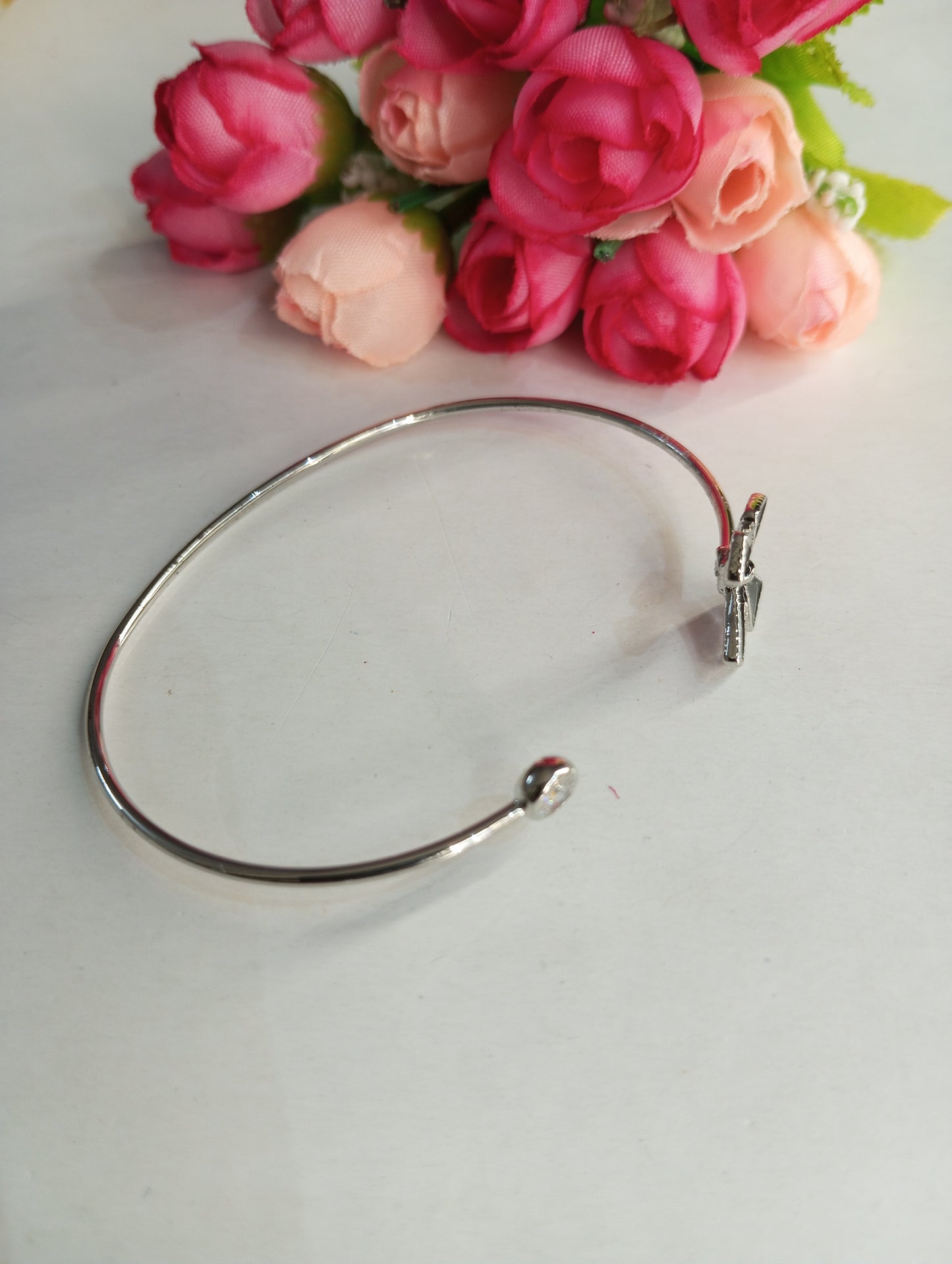 Cute Black Bow and Silver Adjustable Bracelet