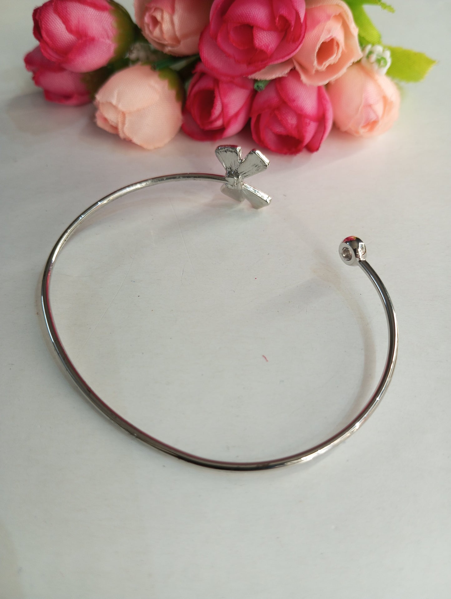 Cute Black Bow and Silver Adjustable Bracelet