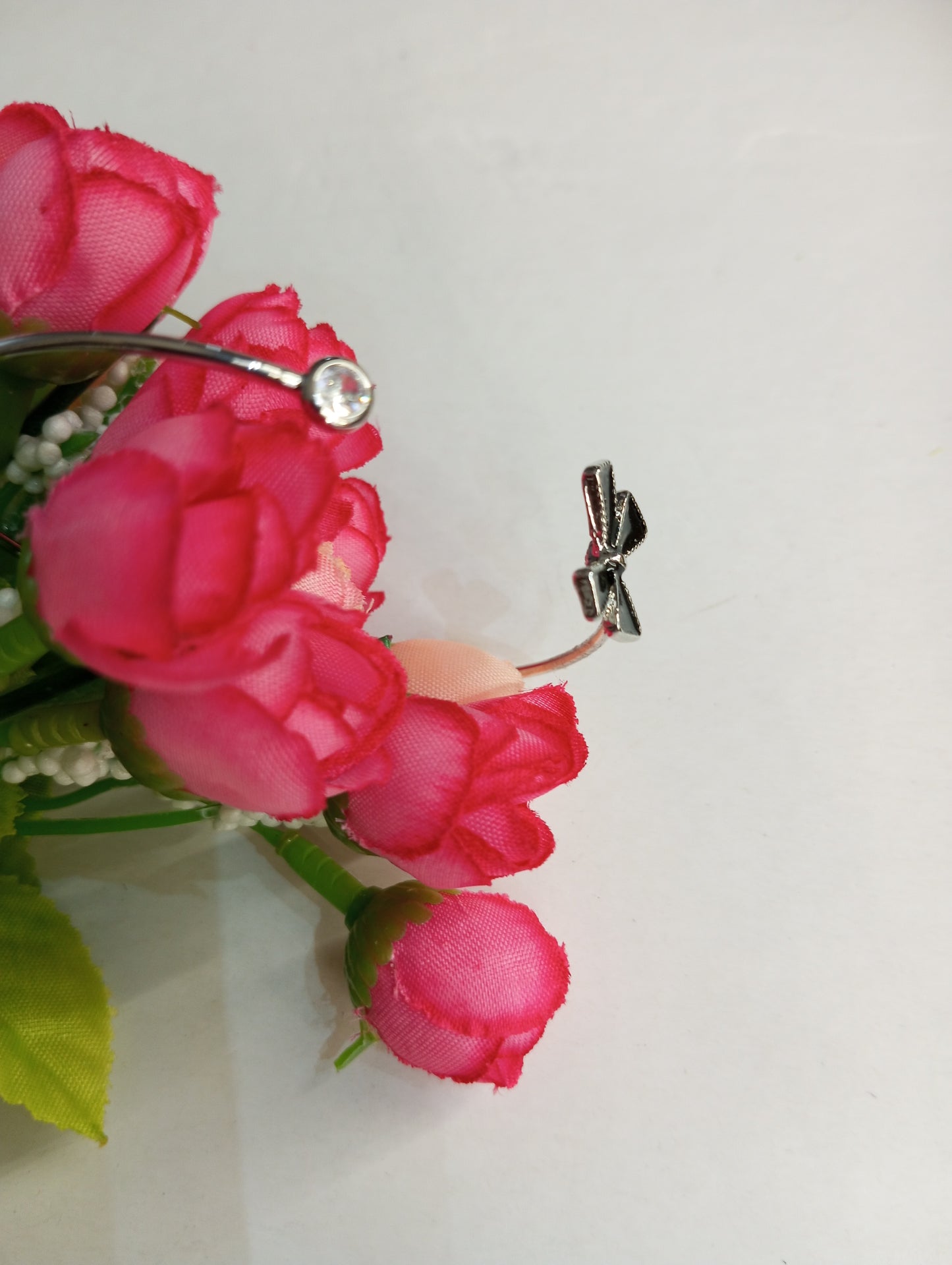 Cute Black Bow and Silver Adjustable Bracelet