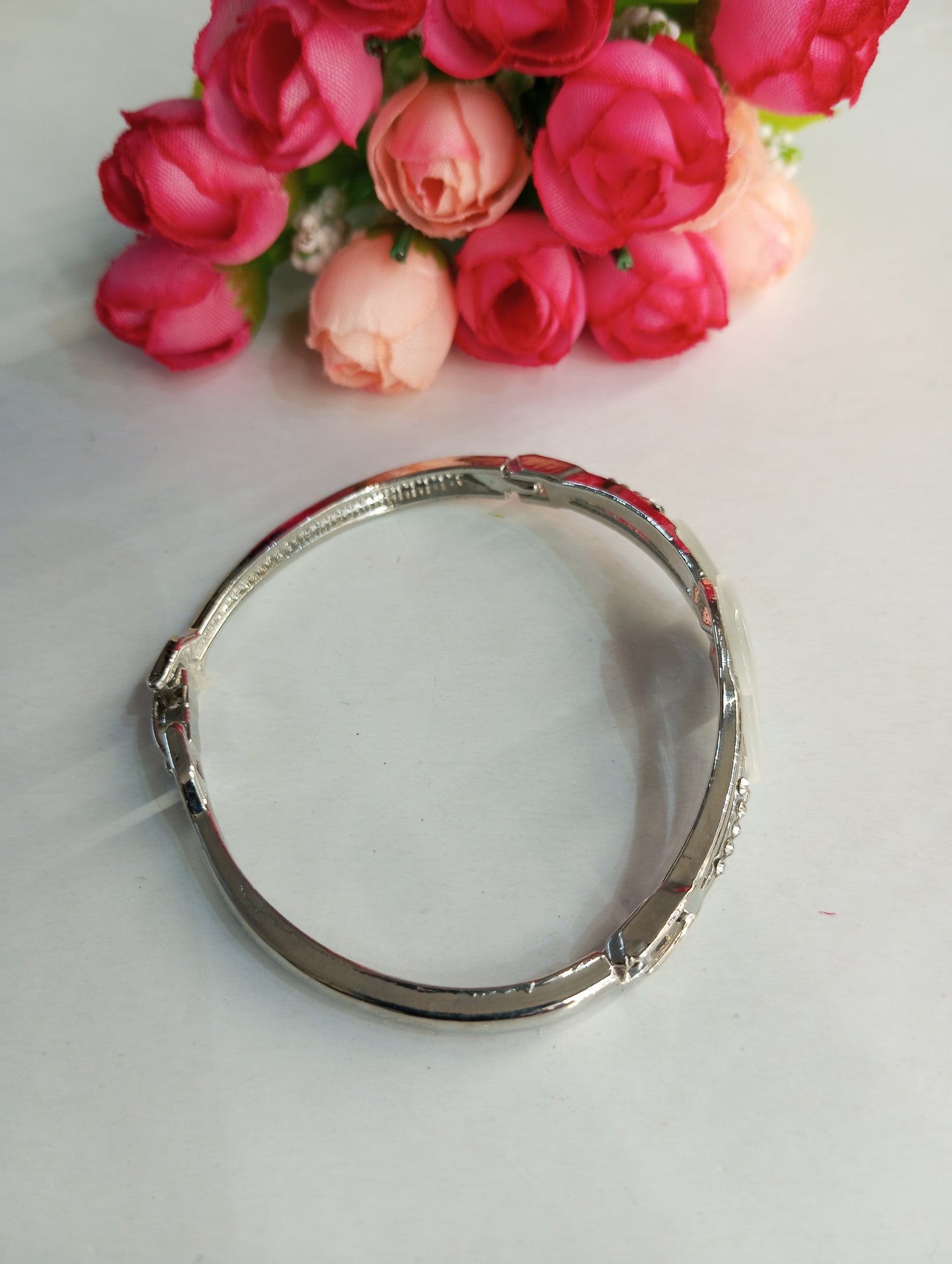 Silver Cz and Stones Adjustable Bracelet