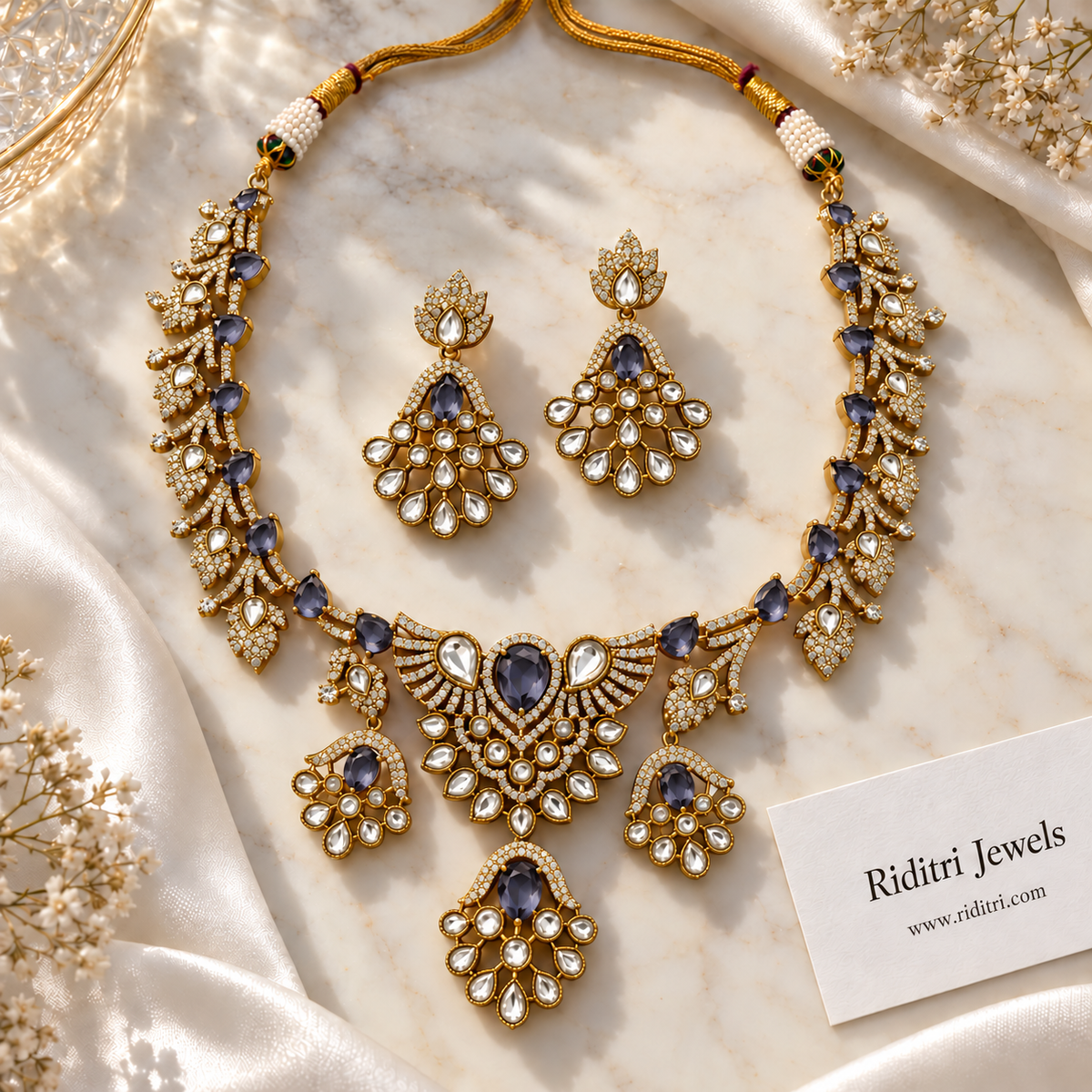 Shahzadi Kundan Necklace Set – Lavender