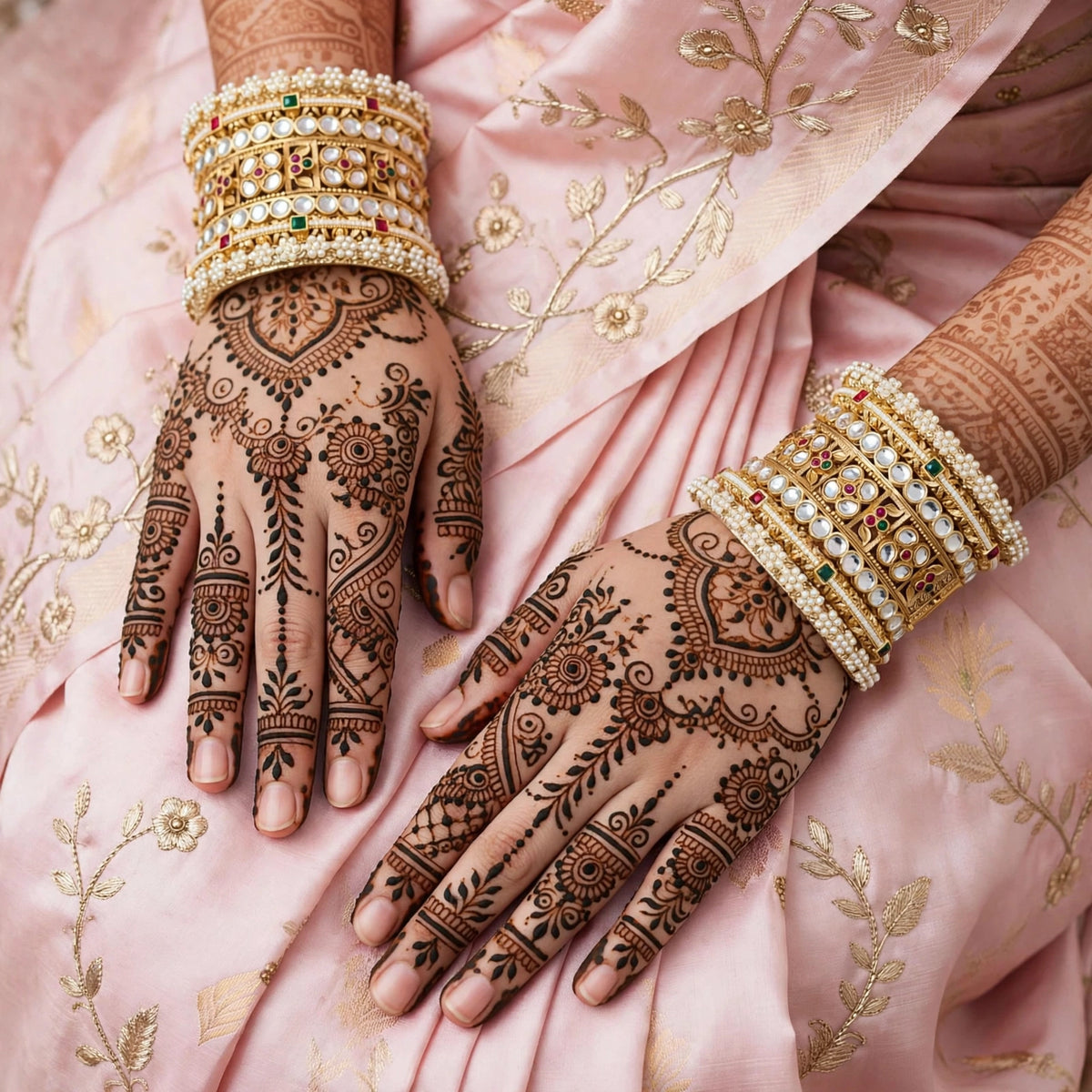 Rajkumari Rajwadi Kundan Moti Bangle Set