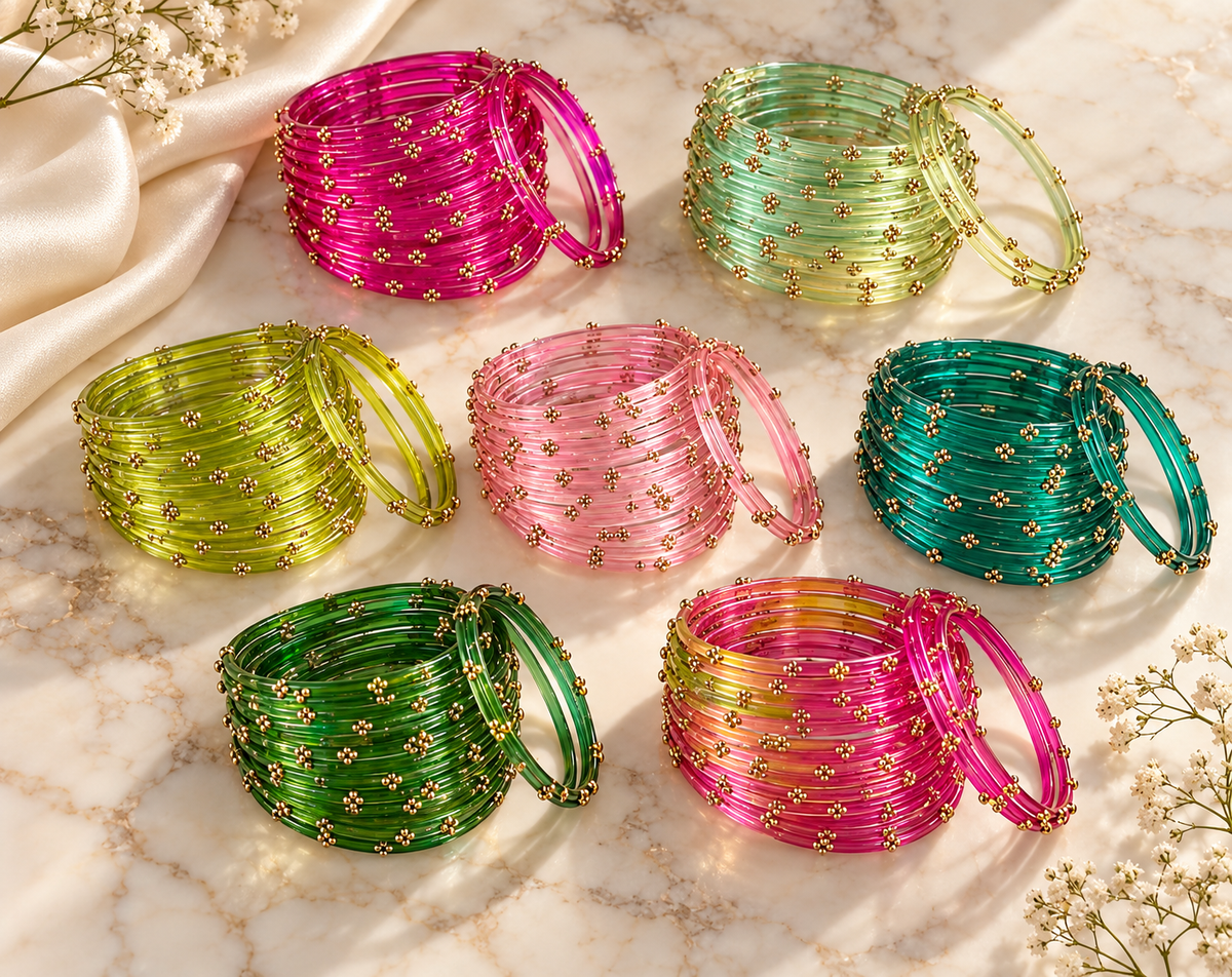 Viral Glass Bangles – 9 Color Combo