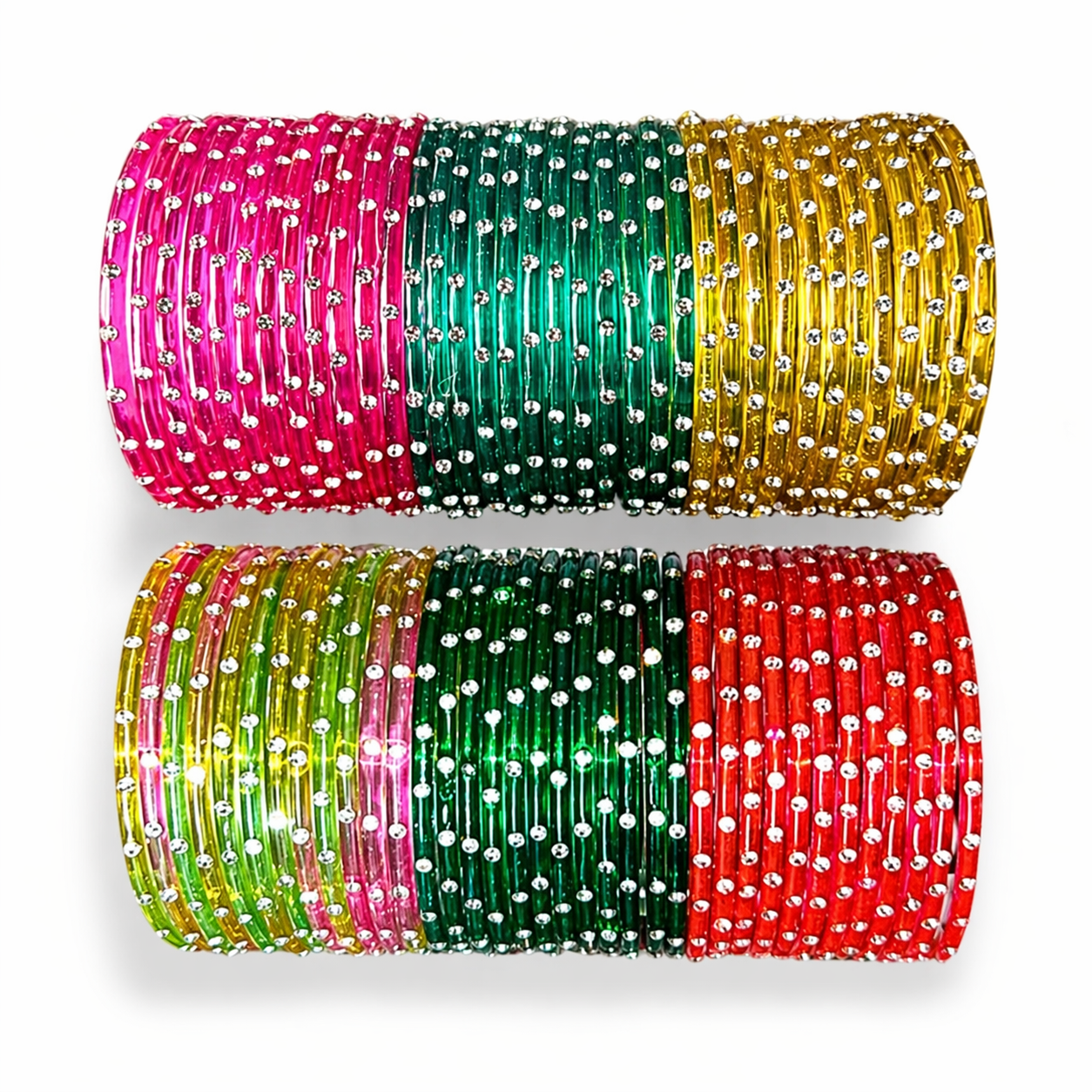 Glass Zircon Bangle Set-6 dozen