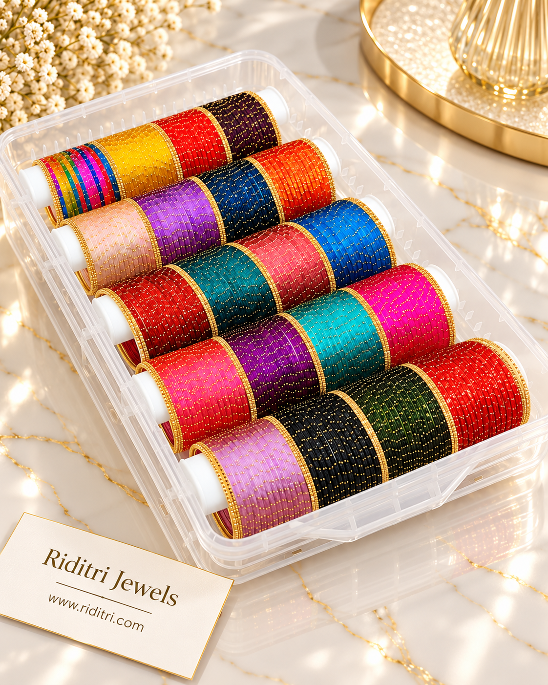 Rangmahal Raindrop Glass Bangles Combo Box – 20 Colors