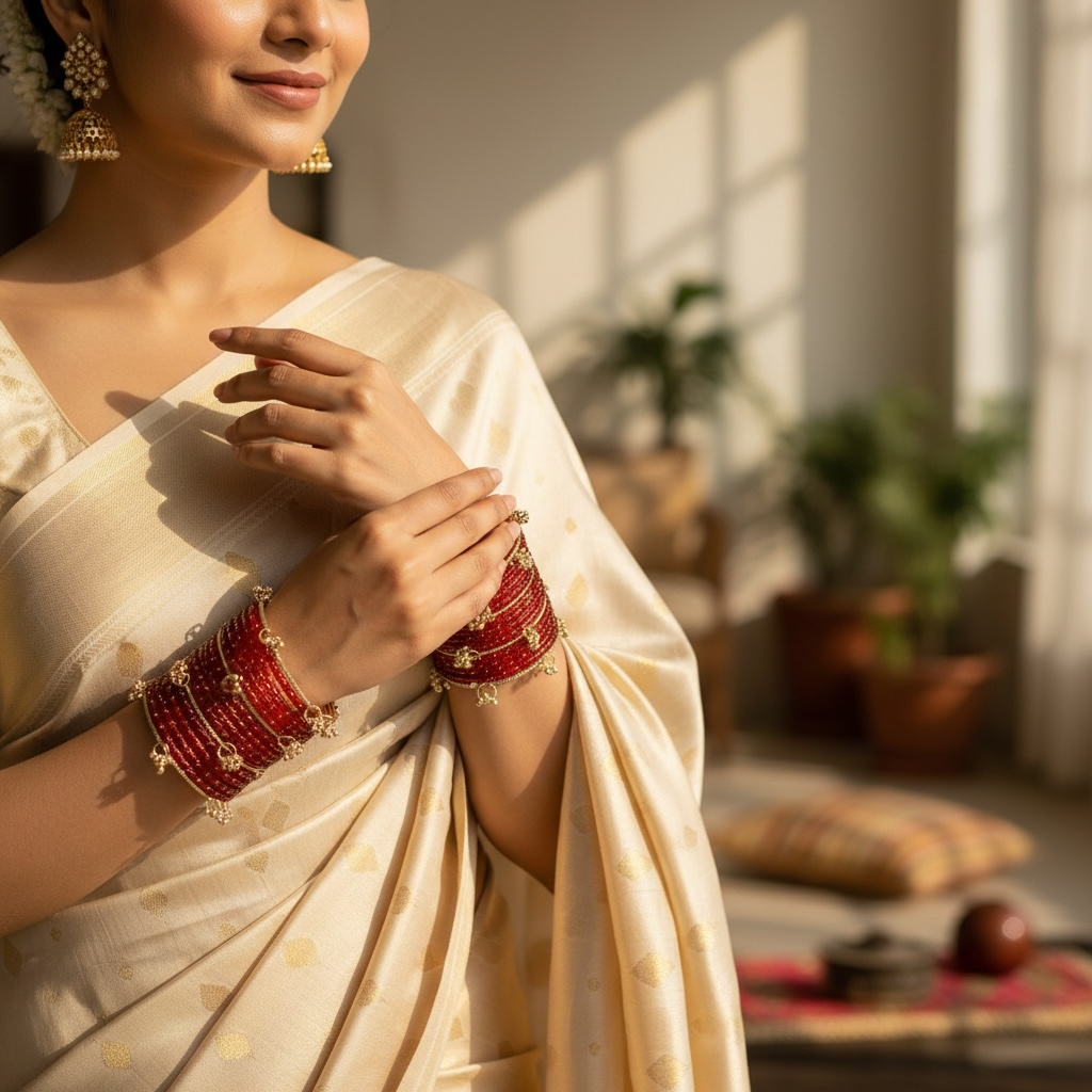 Viral Raindrop Glass Ghungroo Bangles-Red