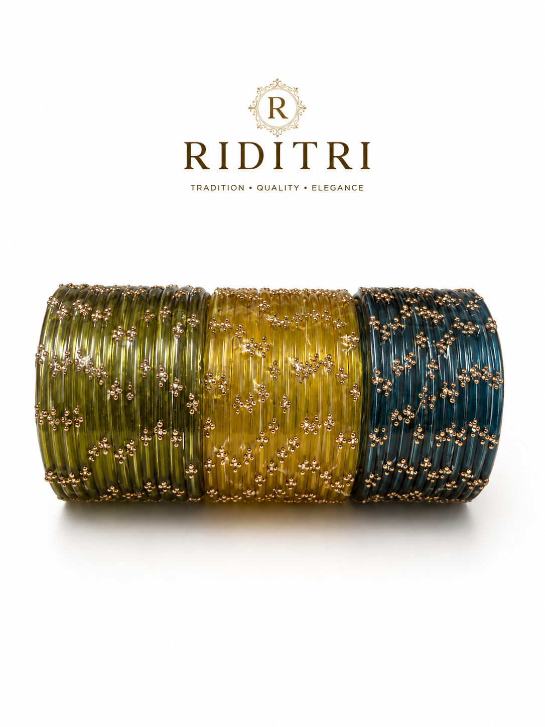 Raindrop Glass Bangles Set-RDT_YOK