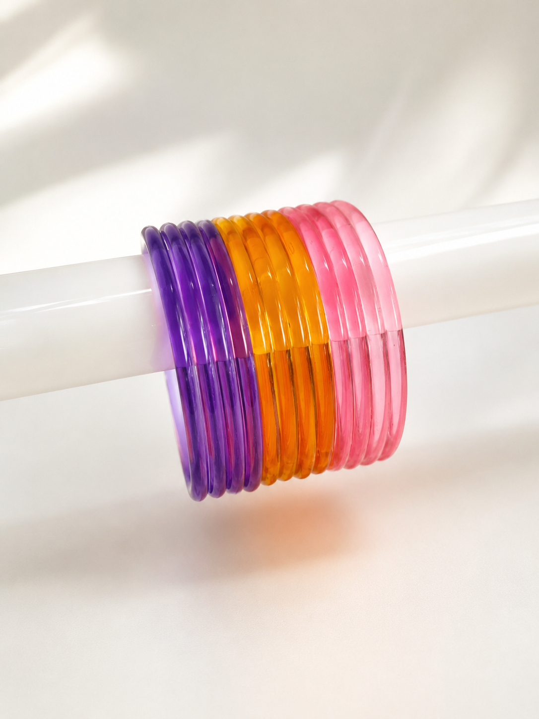 Viral Jelly Glass Bangles-Pink Purple Set