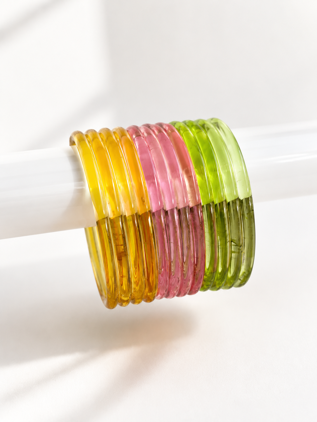 Viral Jelly Glass Bangles-Green Pink Set