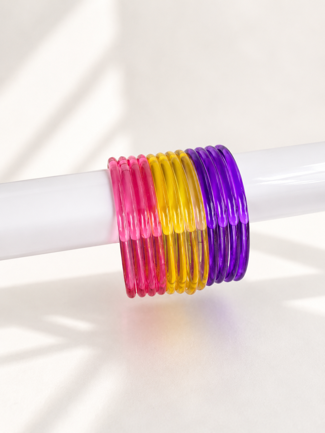 Viral Jelly Glass Bangles-Pink Purple Set