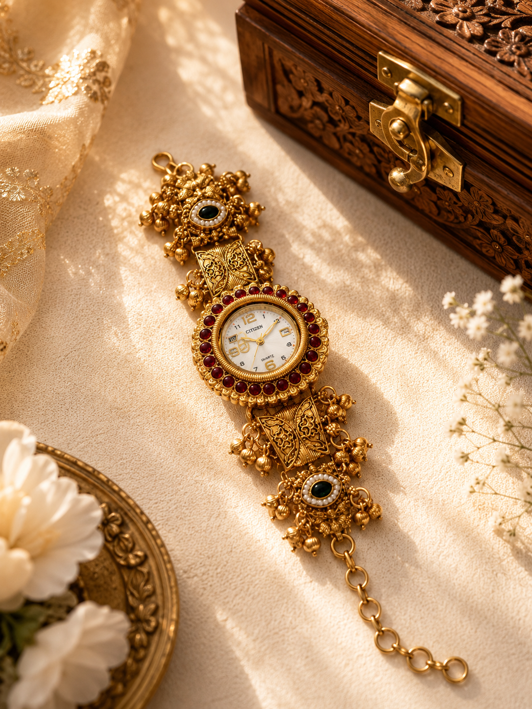Vakra Kashmiri Ghungroo White Watch