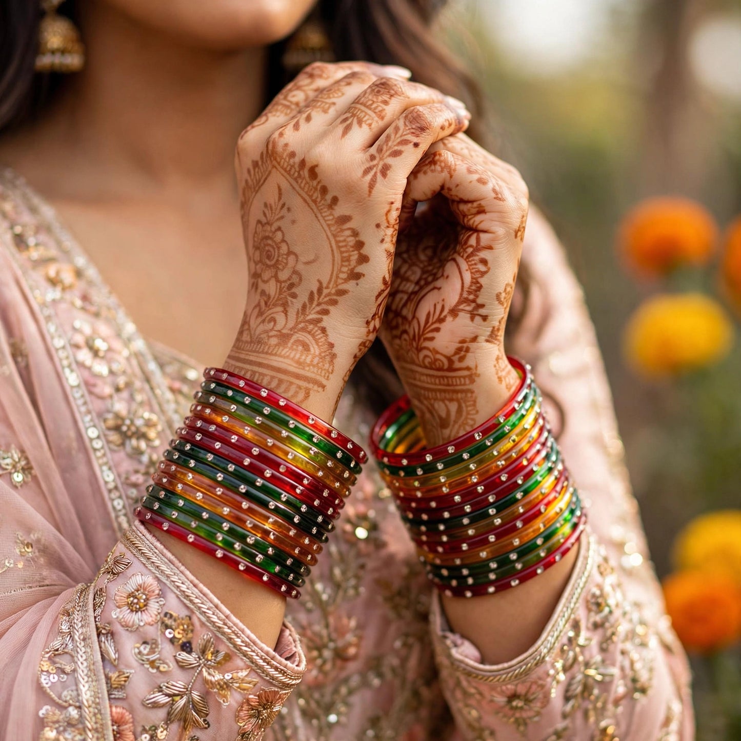 Viral Jelly Stone Glass Bangles-Multicolor