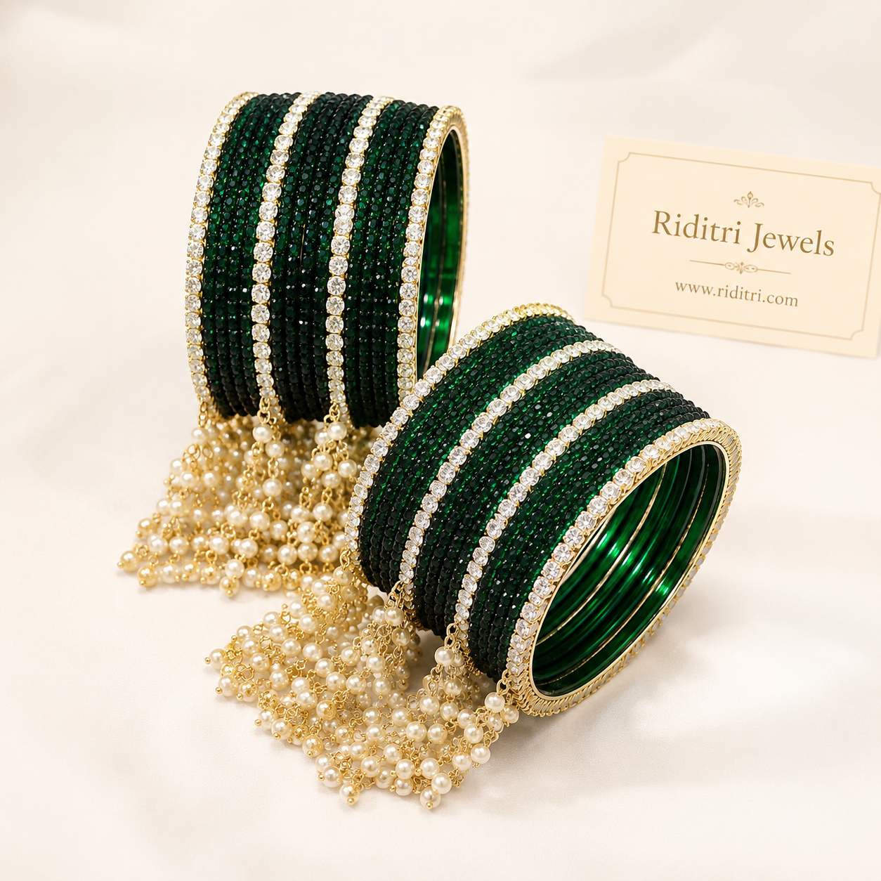 Green Glass with Jhumar Bangles Set