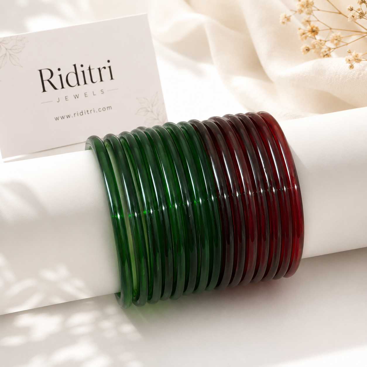 Viral Jelly Glass Bangles-Green and Maroon