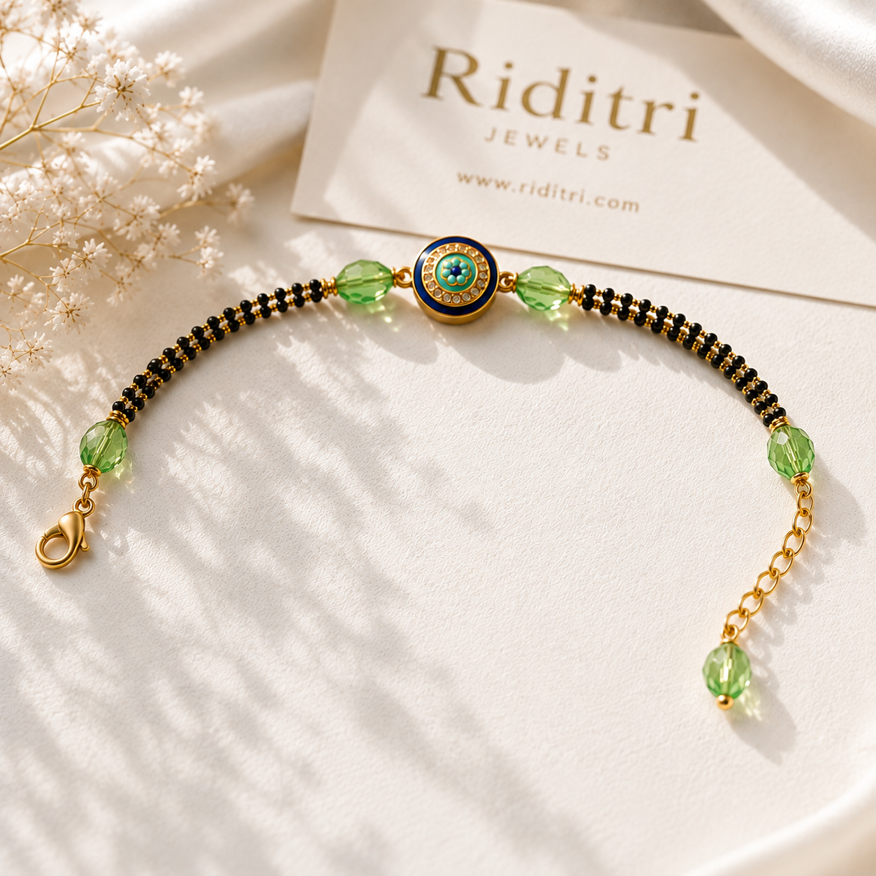 Adjustable Mangalsutra Bracelet-Green