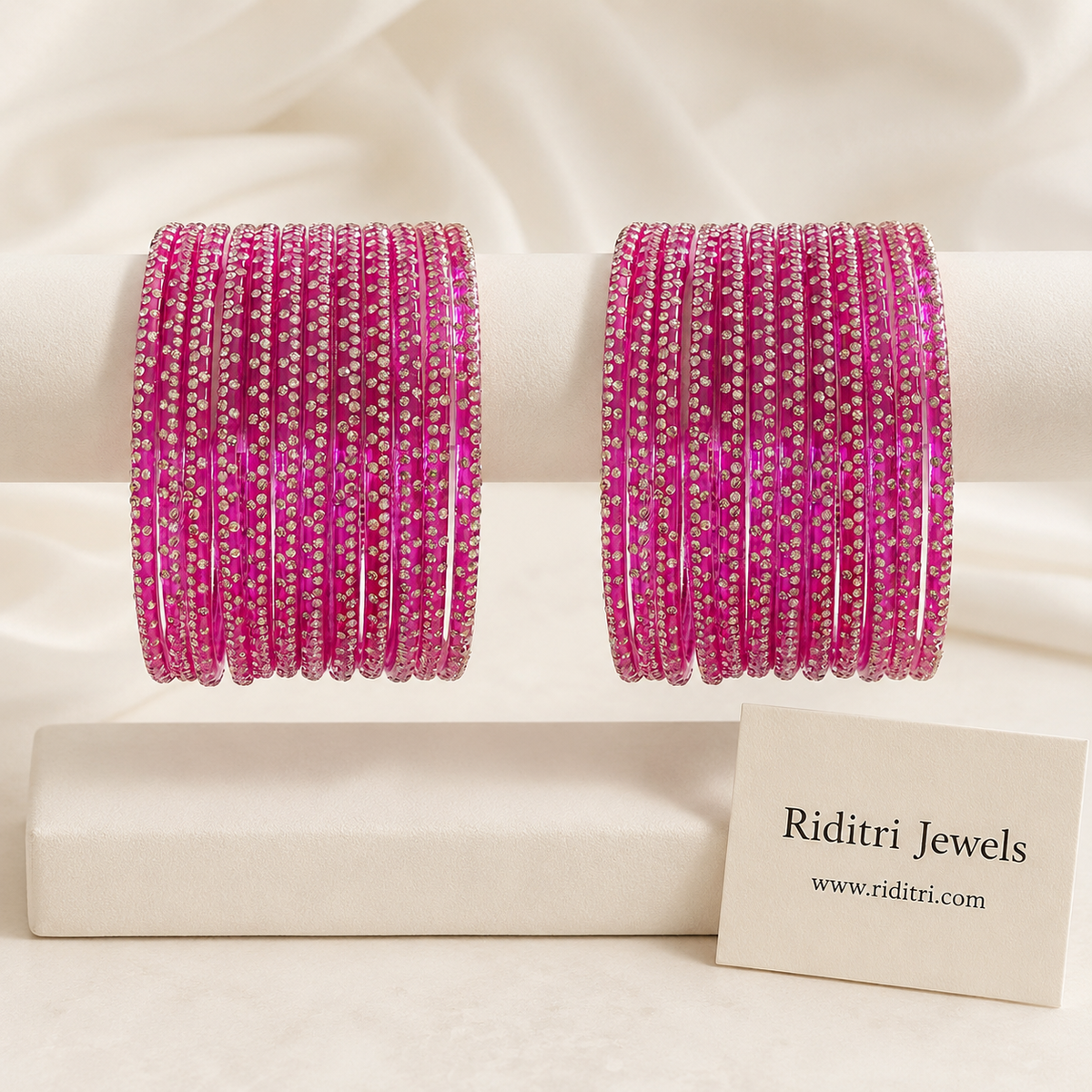 Rani Pink Luxury Glass Bangles