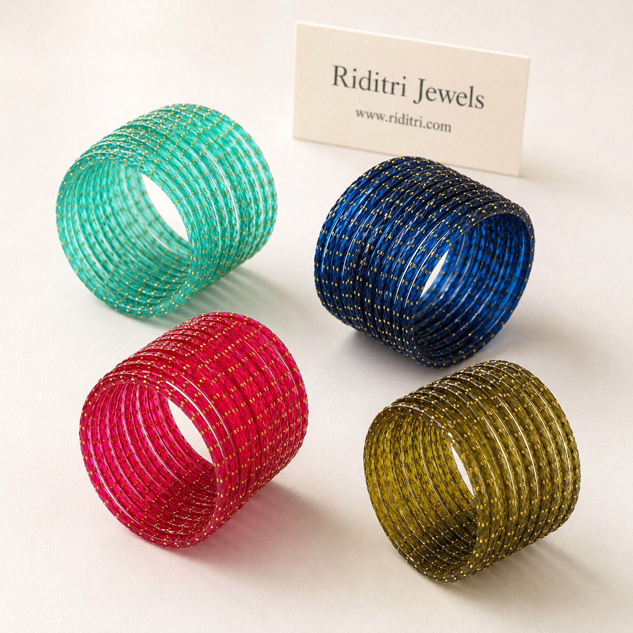 Shayala Raindrop Glass Bangles-4 Dozen