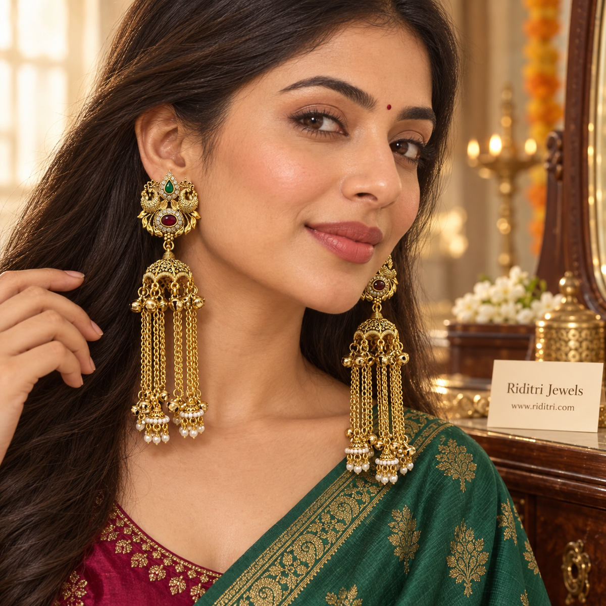 Viral AD Morni Kashmiri Ghungru Earrings