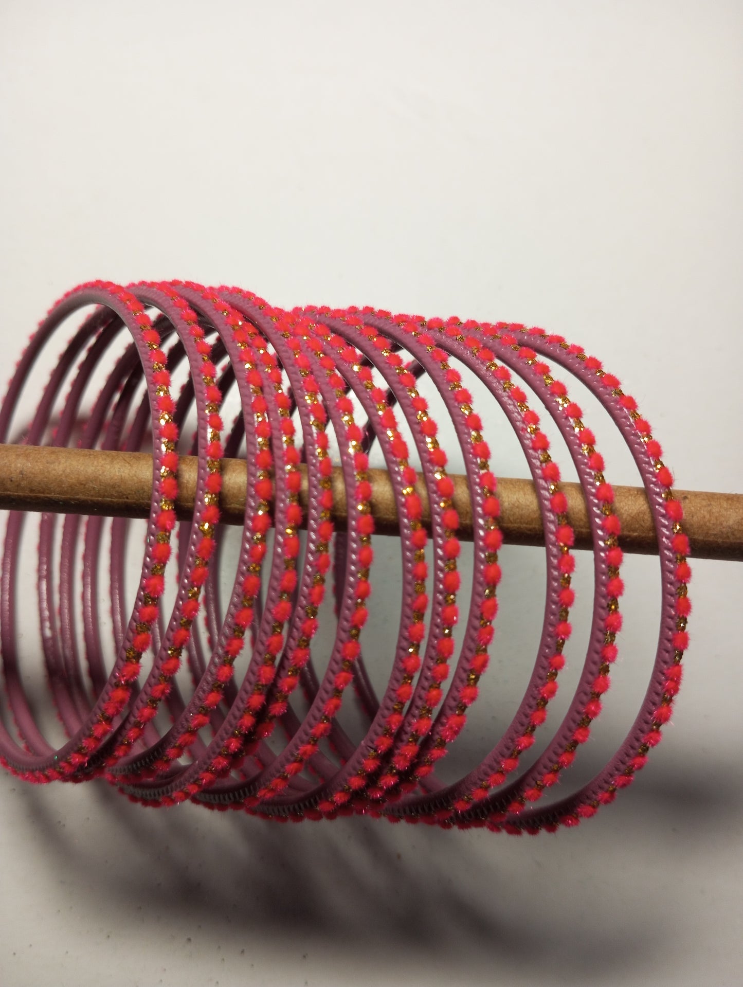 Velvet Golden Dot Bangles- Shade of Pink