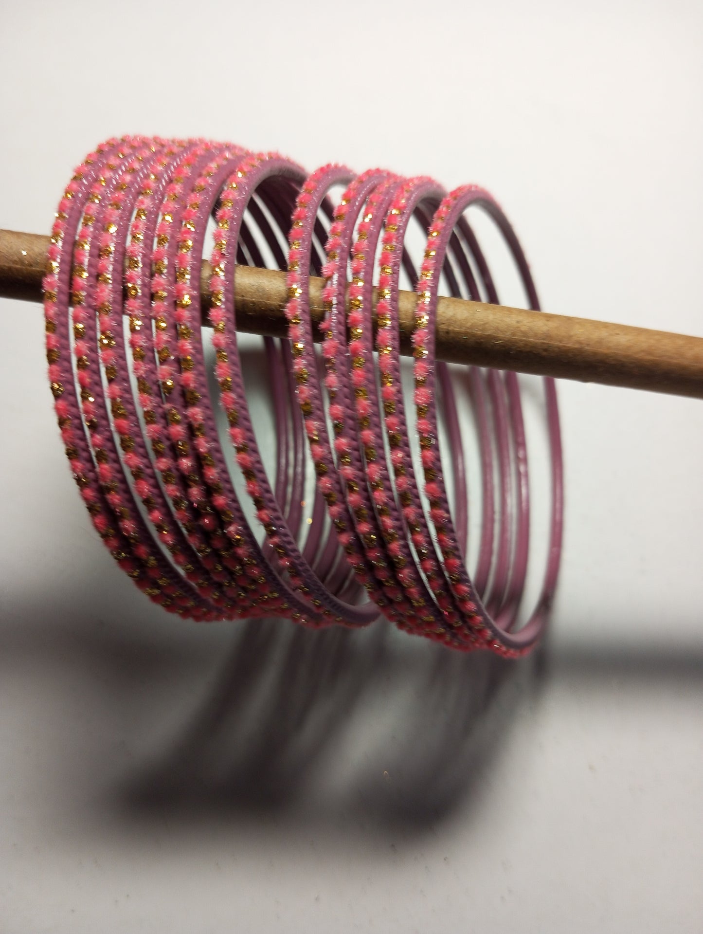 Velvet Golden Dot Bangles- Mauve