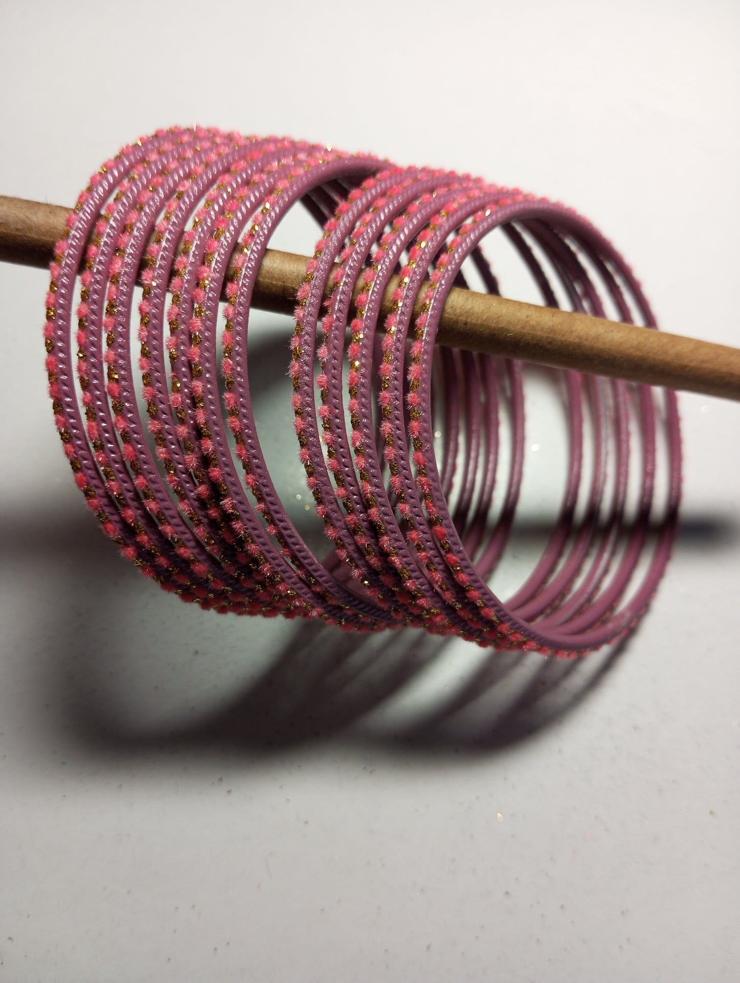 Velvet Golden Dot Bangles- Mauve
