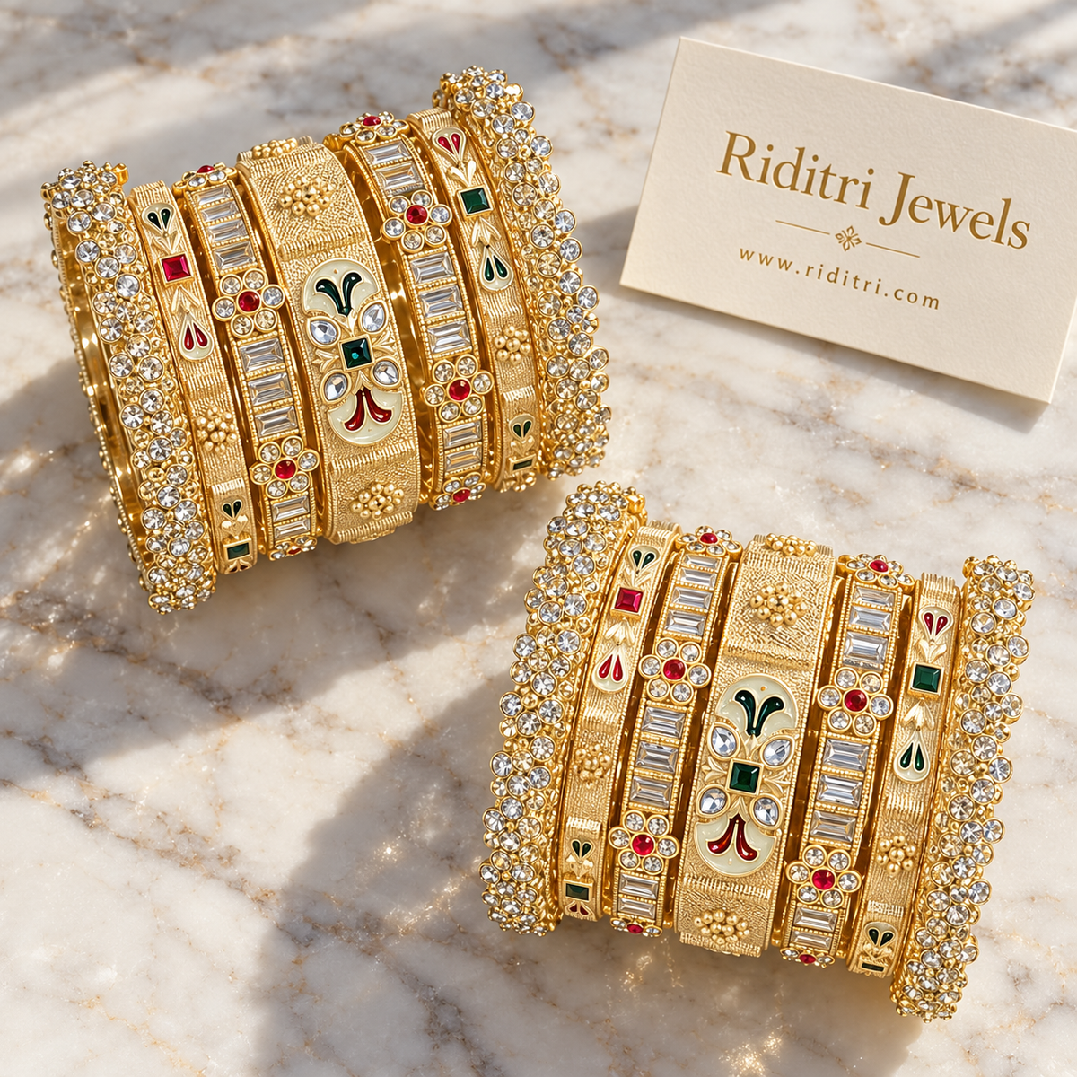 Bridal Rajwadi Stone Touch Bangles Set
