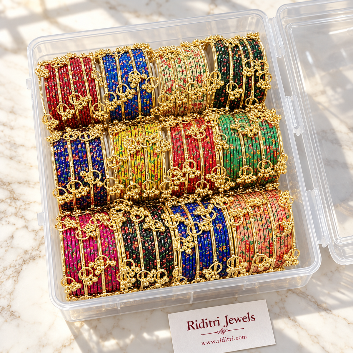 3D Steel Metal Kashmiri Bangles Set