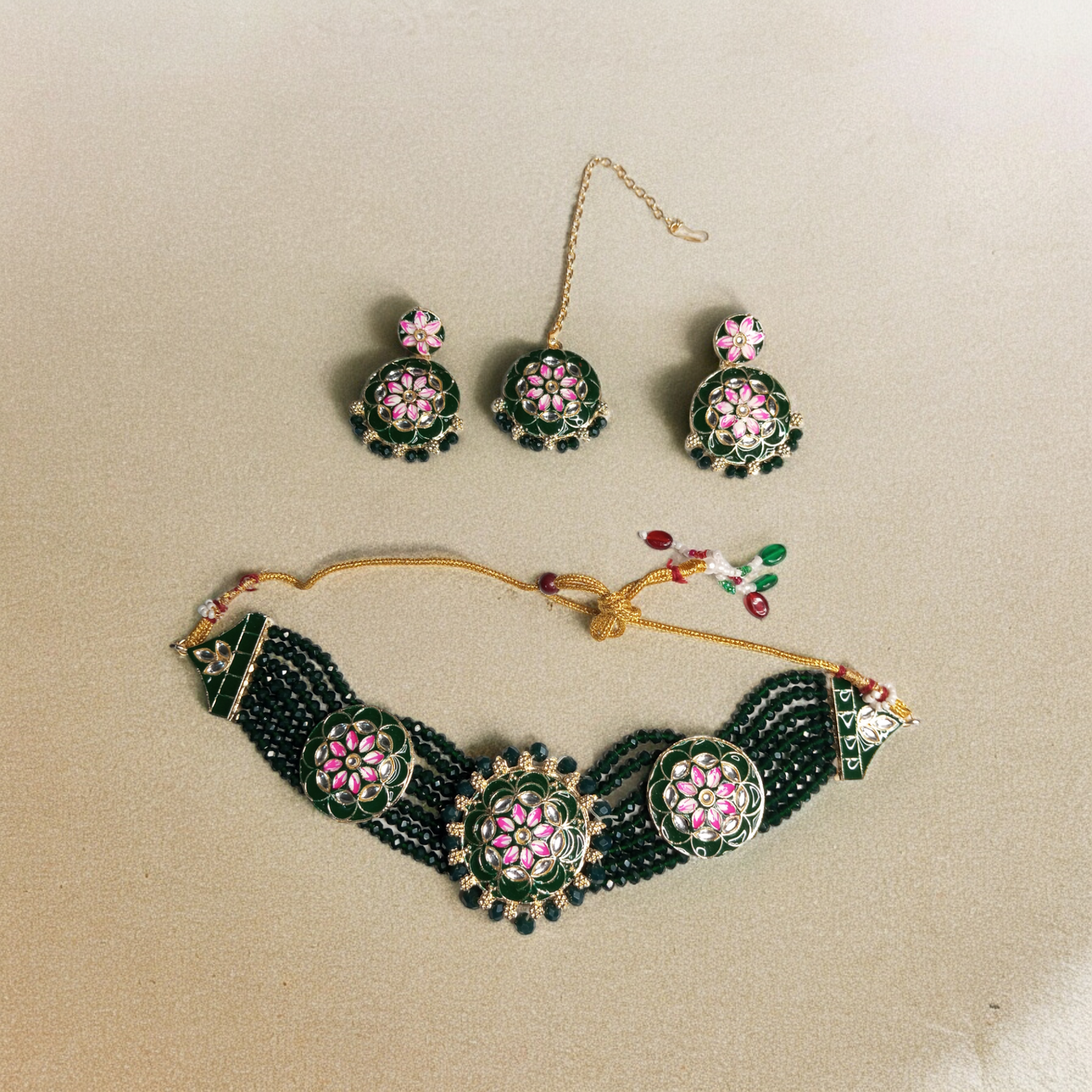Aavya Green Choker Necklace Set