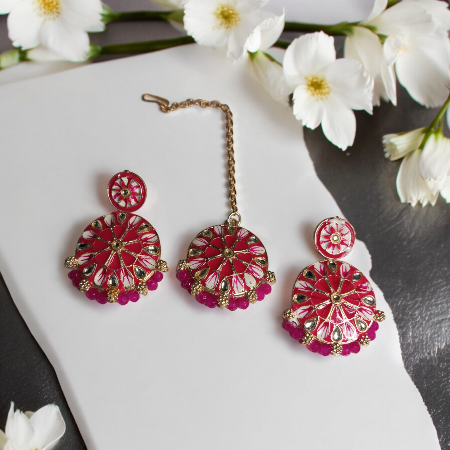 Aavya Rani Pink Choker Necklace Set