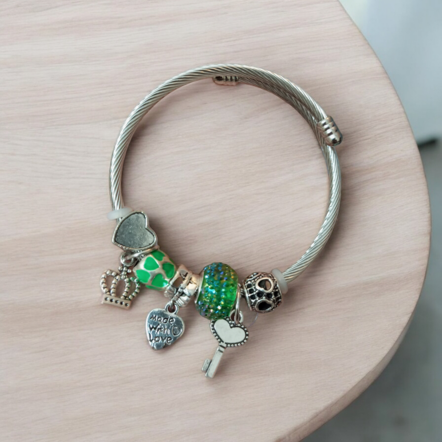 Green Silver Adjustable Bracelet v5